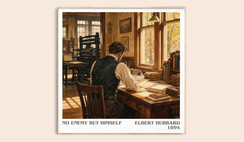 No Enemy But Himself literary book poster by Elbert Hubbard – framed literary art print