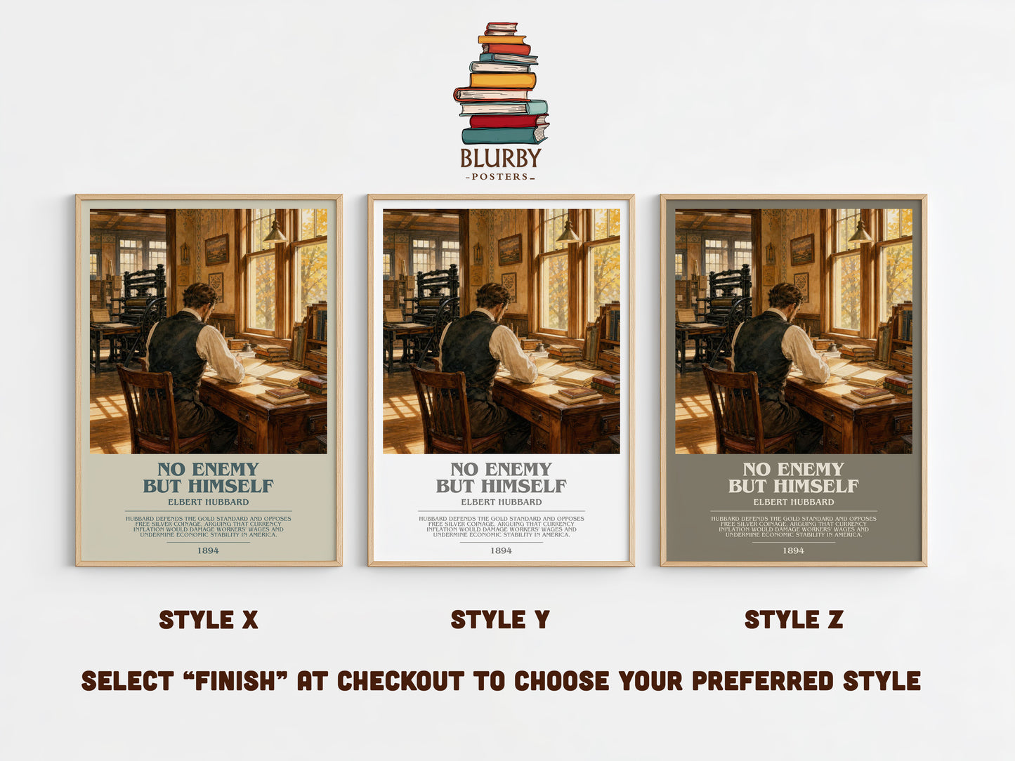 No Enemy But Himself bookish print in frame leaning in hallway – non fiction wall art