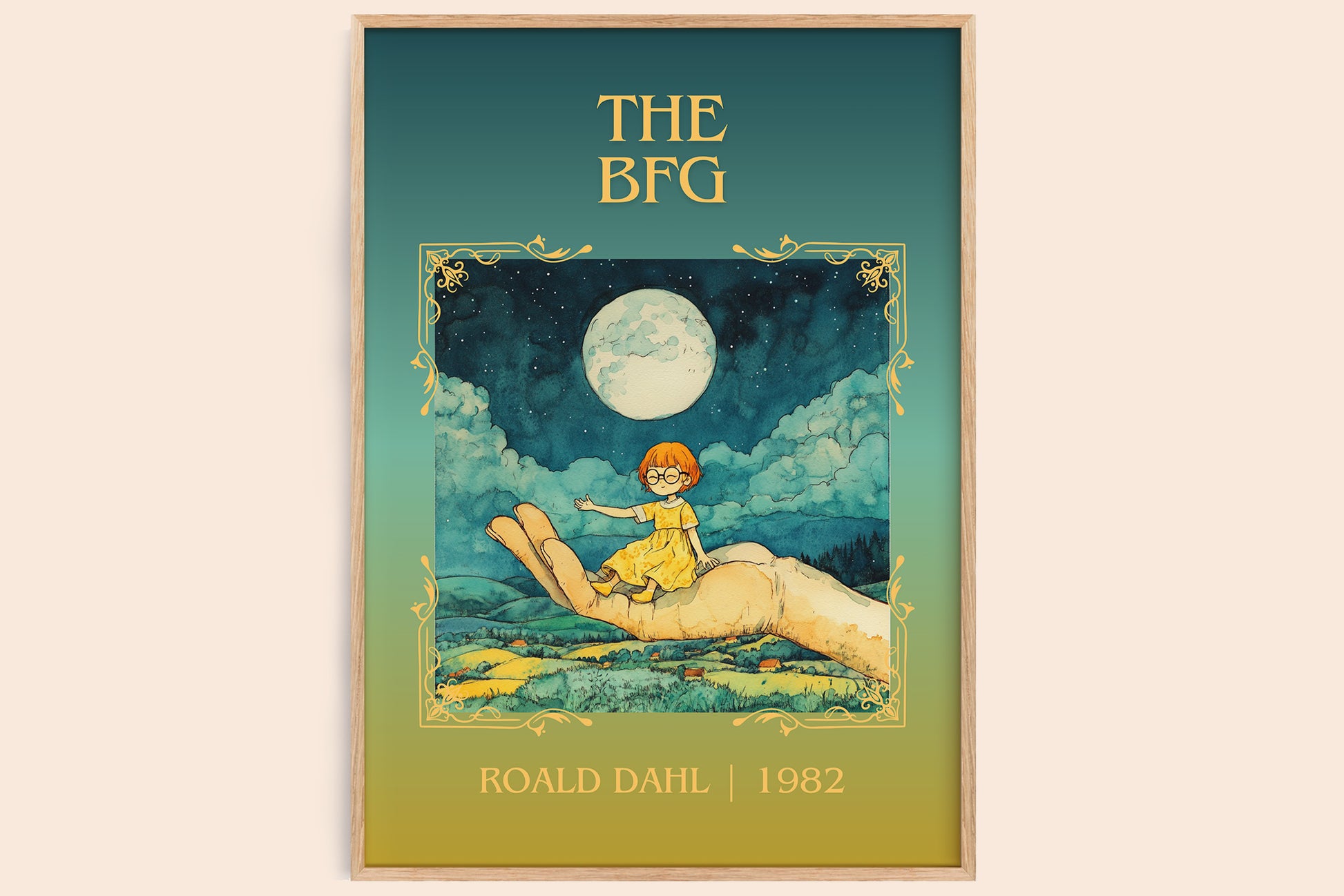 The BFG classic book art book poster by Roald Dahl – framed literary art print
