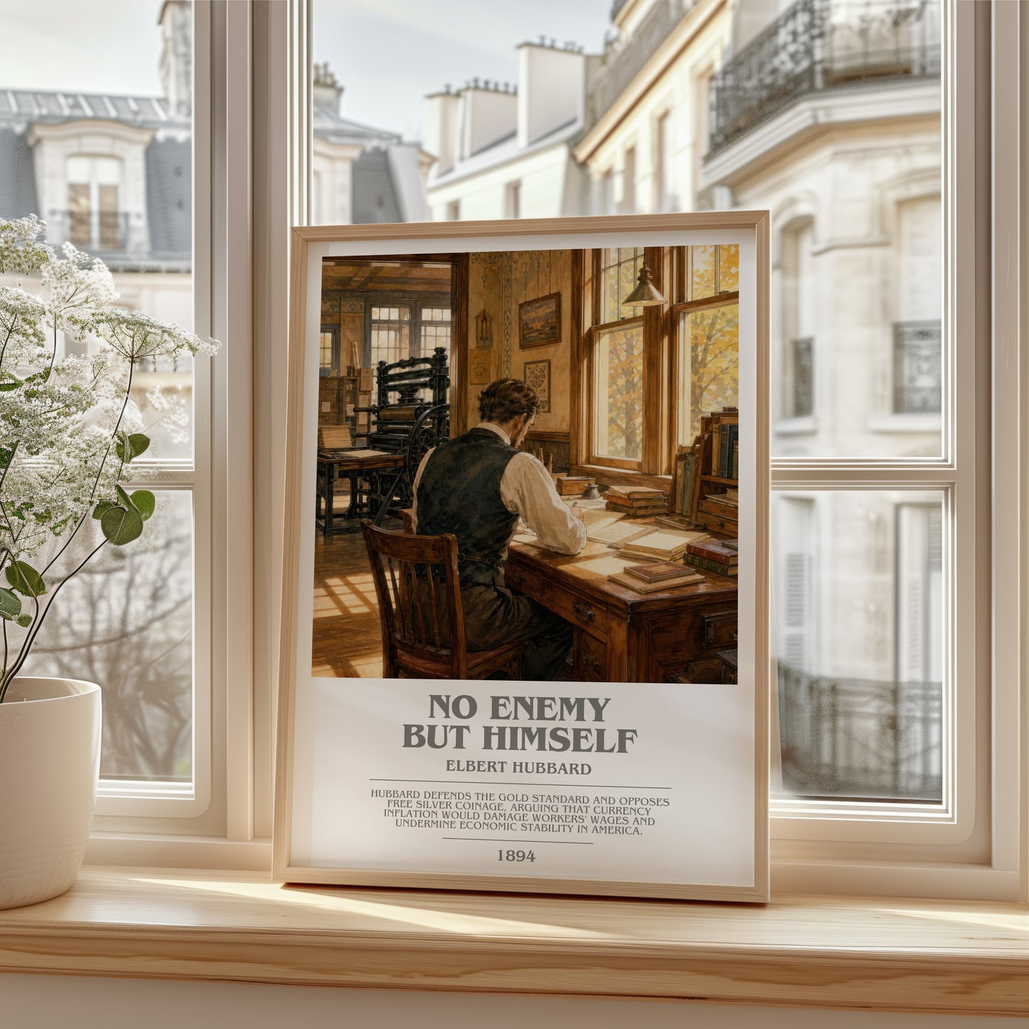 No Enemy But Himself bookish poster colour and style options – Elbert Hubbard book art