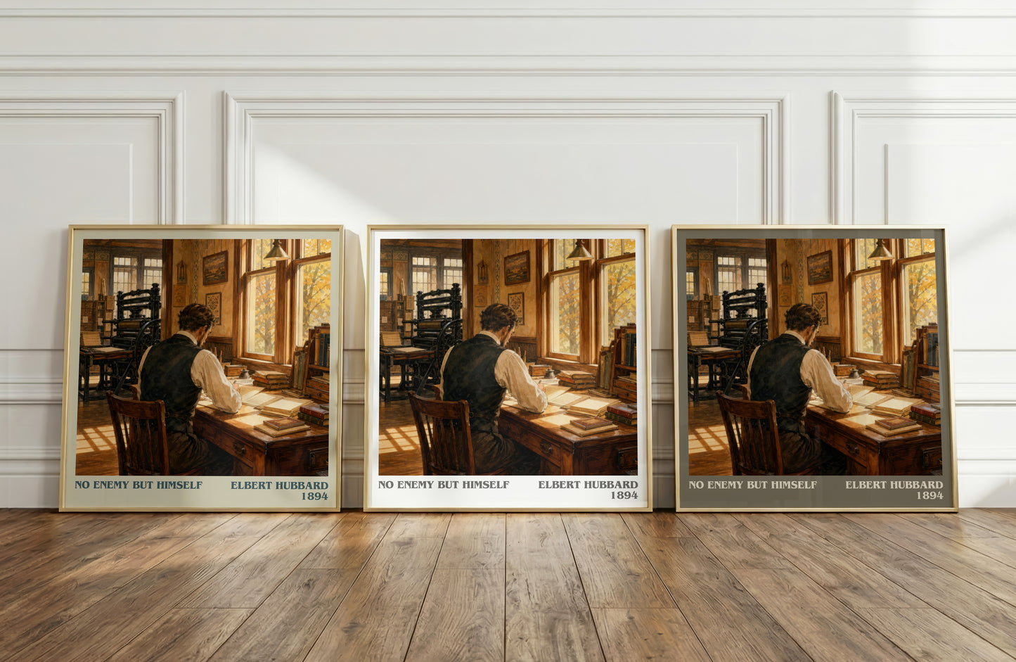 No Enemy But Himself literary art print colour and style options – Elbert Hubbard book art