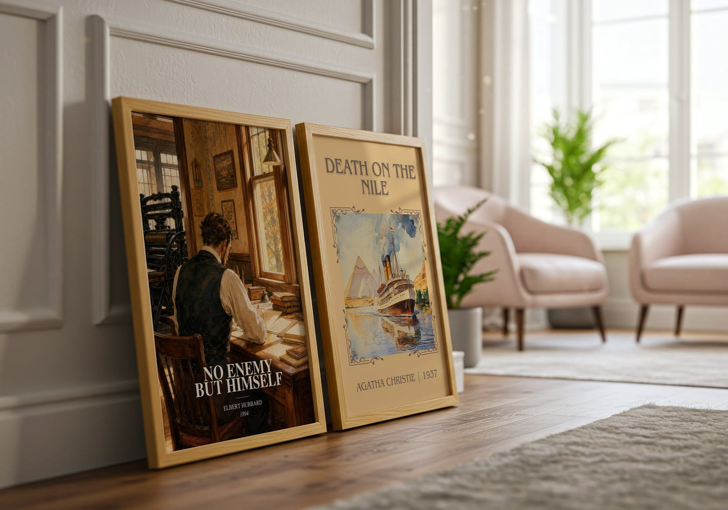 No Enemy But Himself watercolour print framed by window – literary home decor