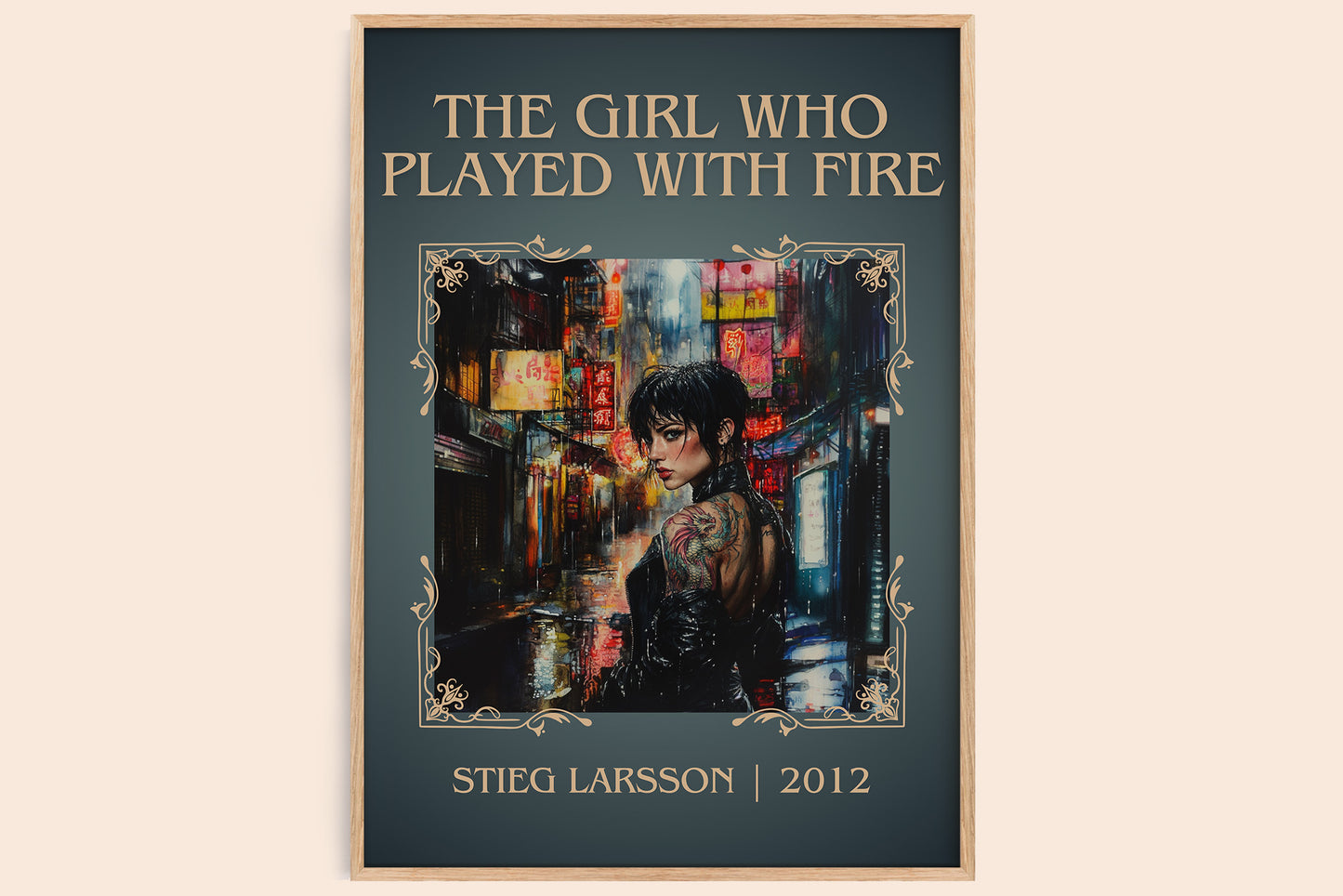 The Girl Who Played with Fire classic book art book poster by Stieg Larsson – framed literary art print