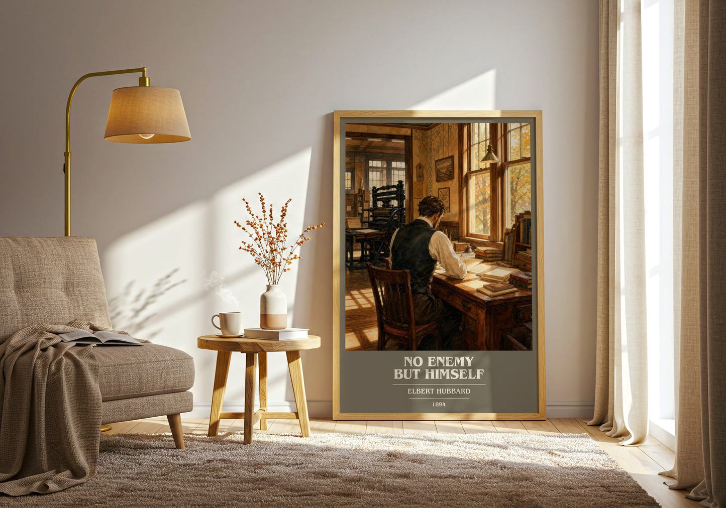 No Enemy But Himself book cover print on bookshelf – Elbert Hubbard fan gift