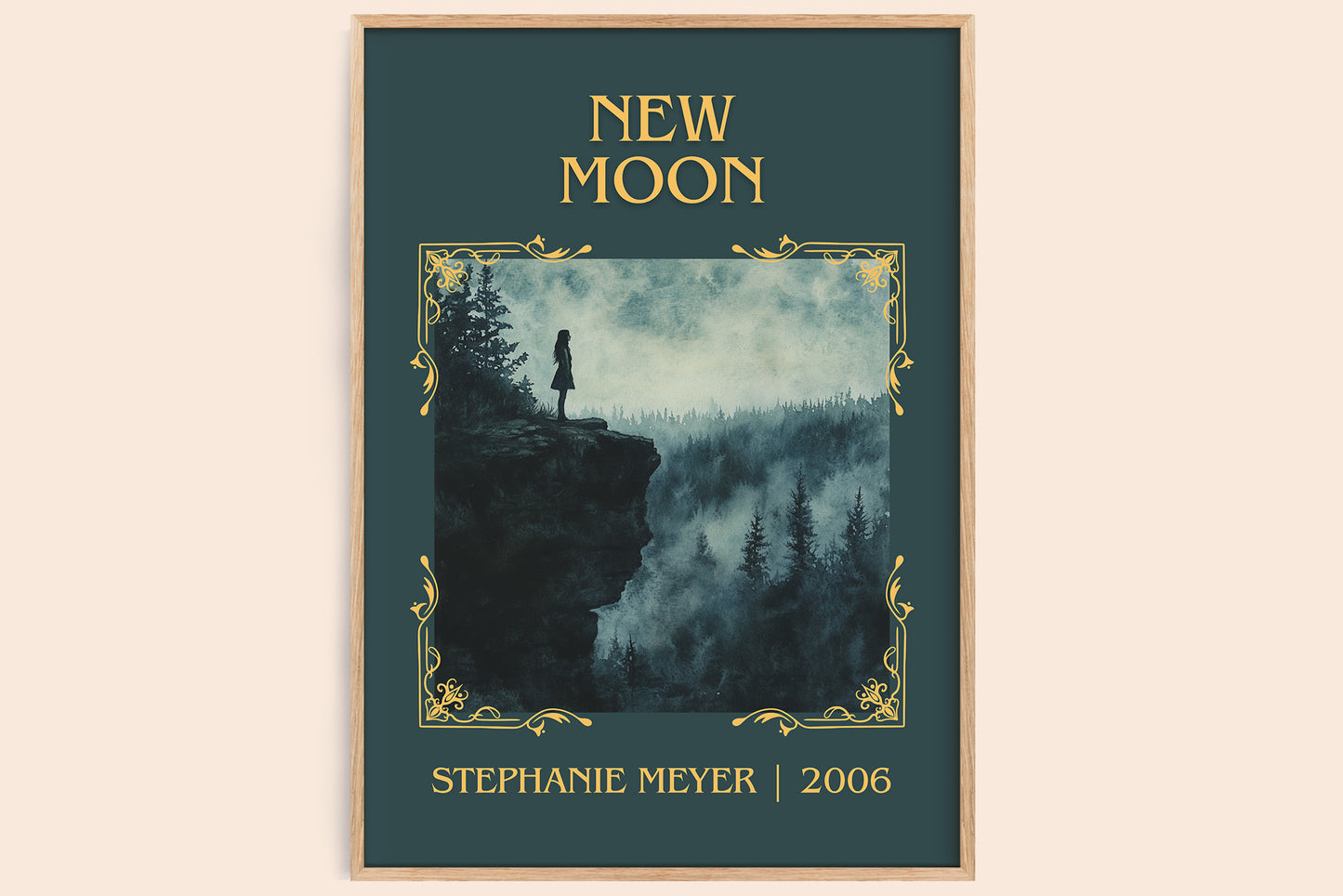 New Moon classic book art book poster by Stephenie Meyer – framed literary art print