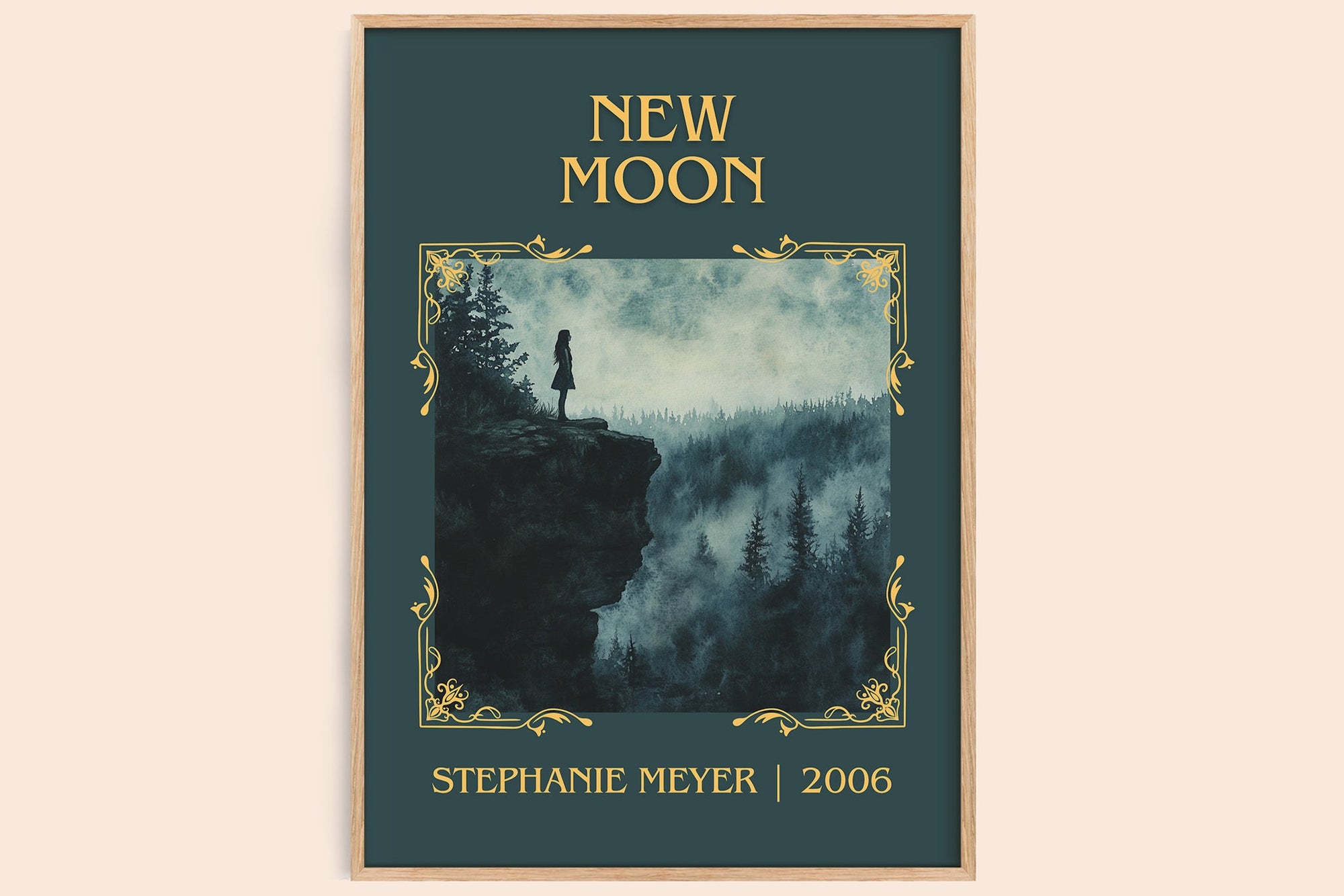 New Moon classic book art book poster by Stephenie Meyer – framed literary art print