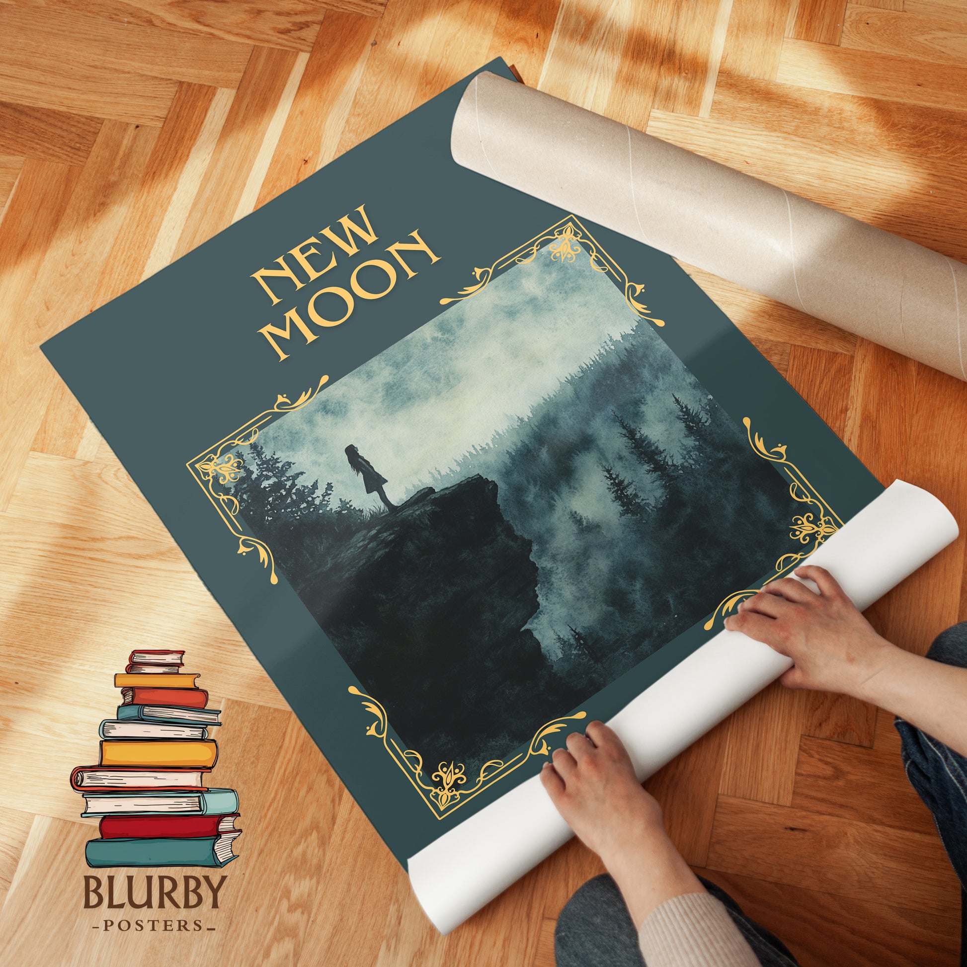 New Moon classic book art print on bookshelf – Stephenie Meyer fan gift