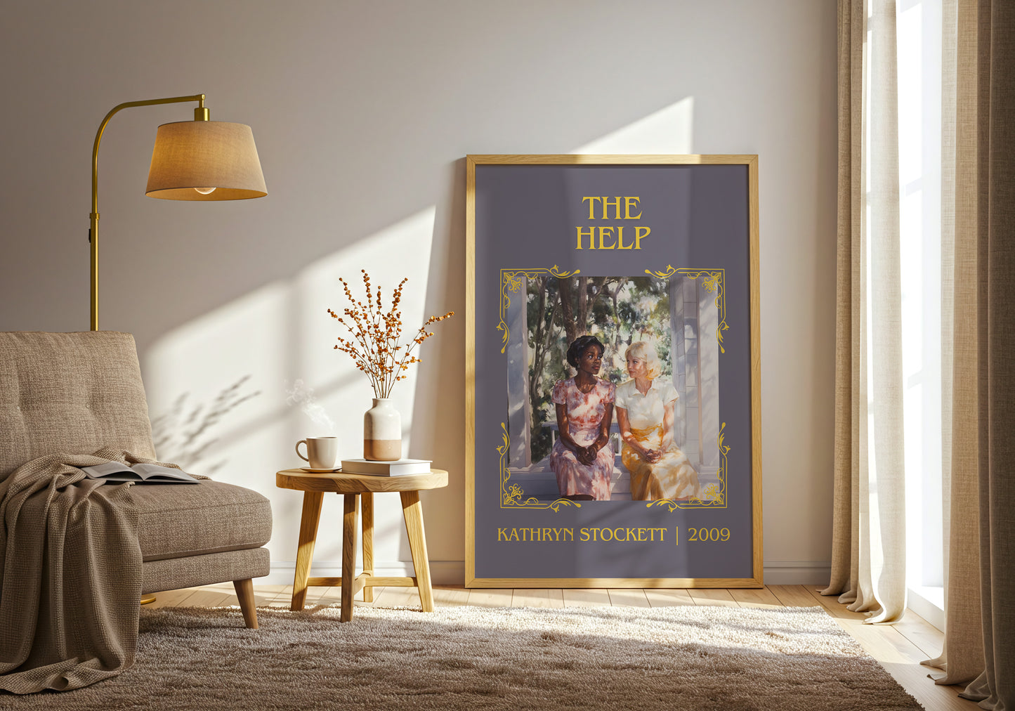The Help classic book art print in frame leaning in hallway – historical fiction wall art