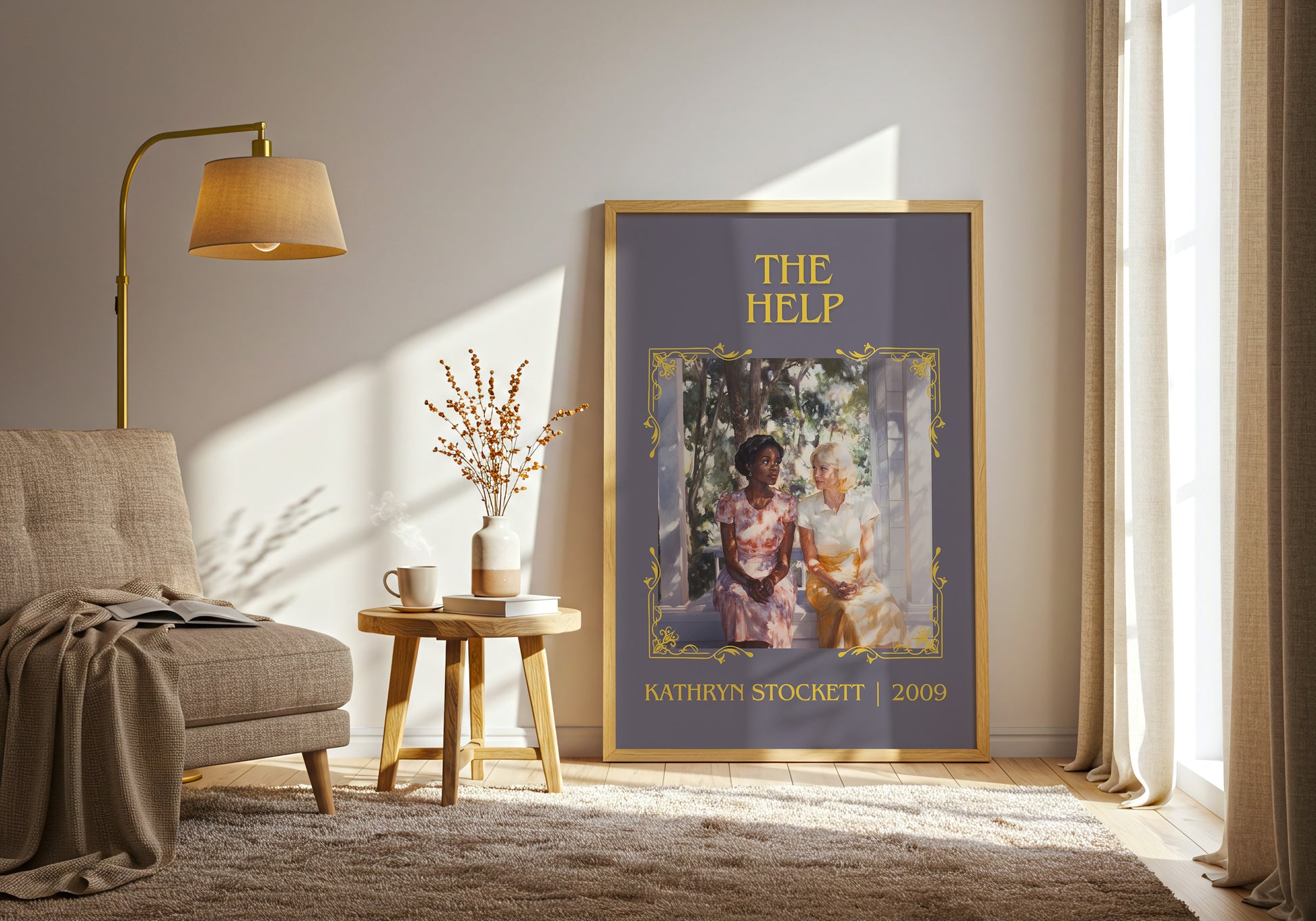 The Help classic book art print in frame leaning in hallway – historical fiction wall art