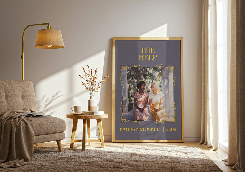 The Help classic book art print in frame leaning in hallway – historical fiction wall art