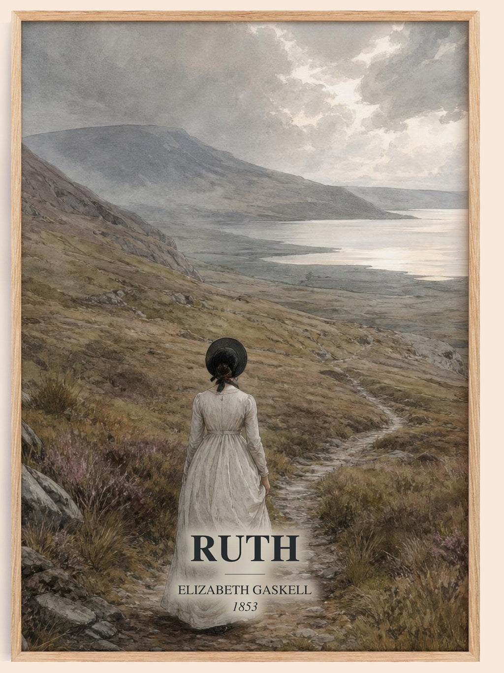 Ruth watercolour book poster by Elizabeth Gaskell – framed literary art print