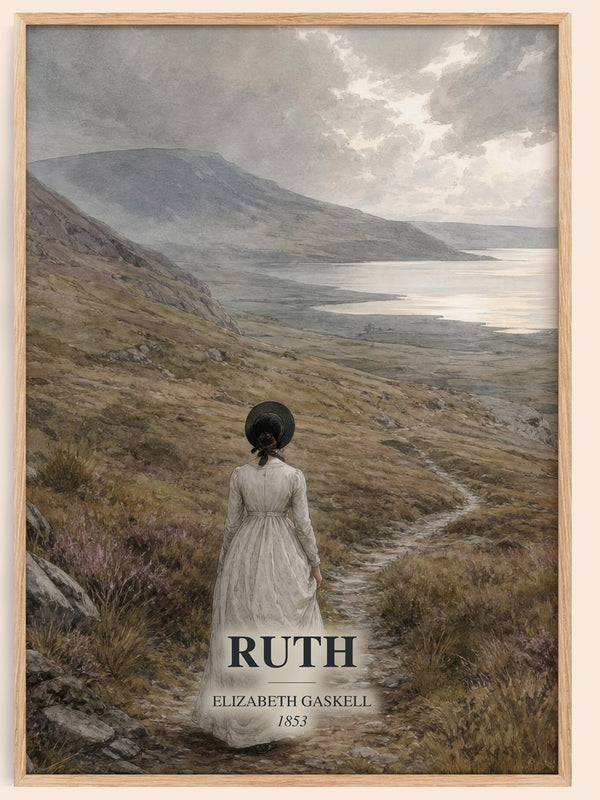 Ruth watercolour book poster by Elizabeth Gaskell – framed literary art print