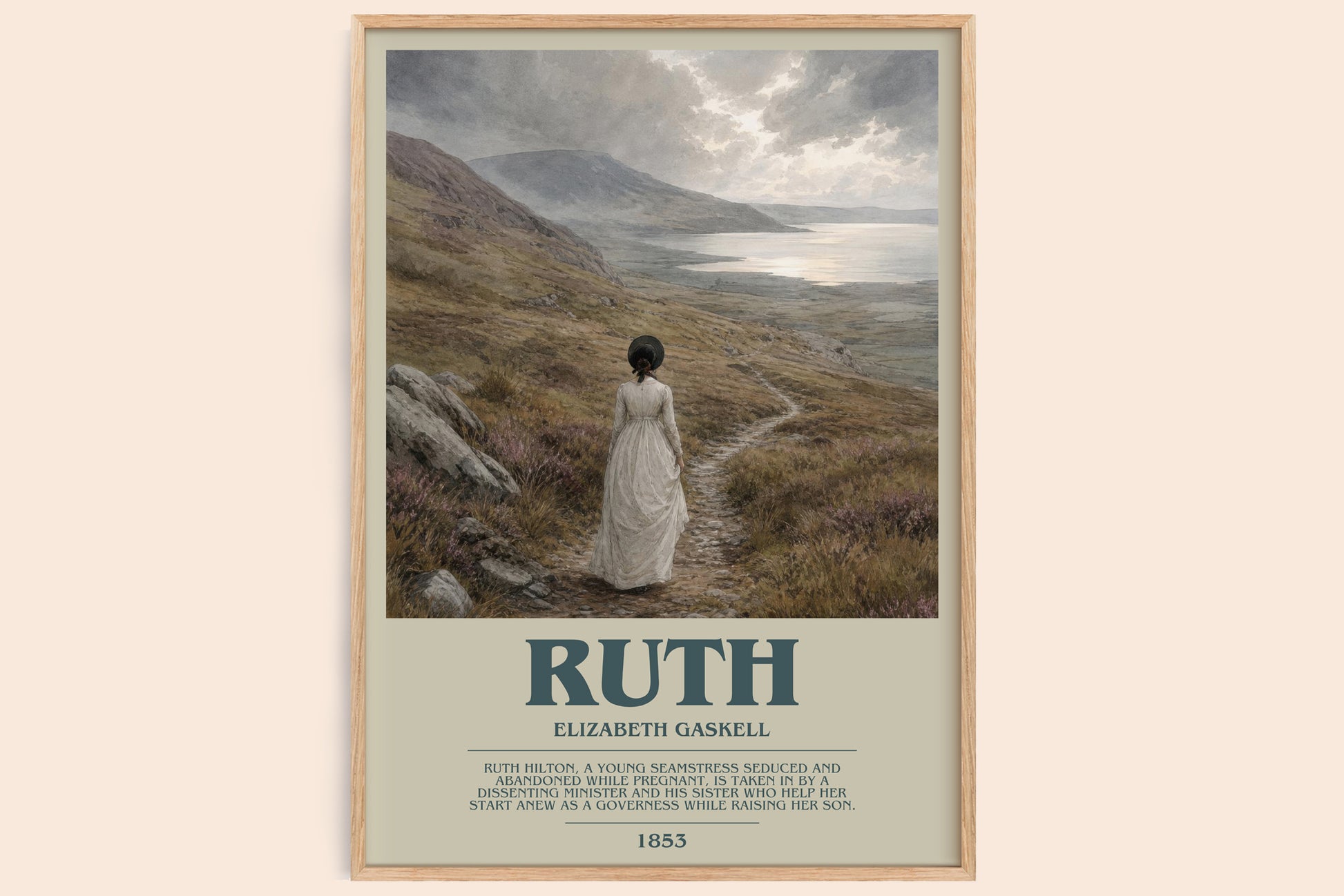 Ruth bookish book poster by Elizabeth Gaskell – framed literary art print