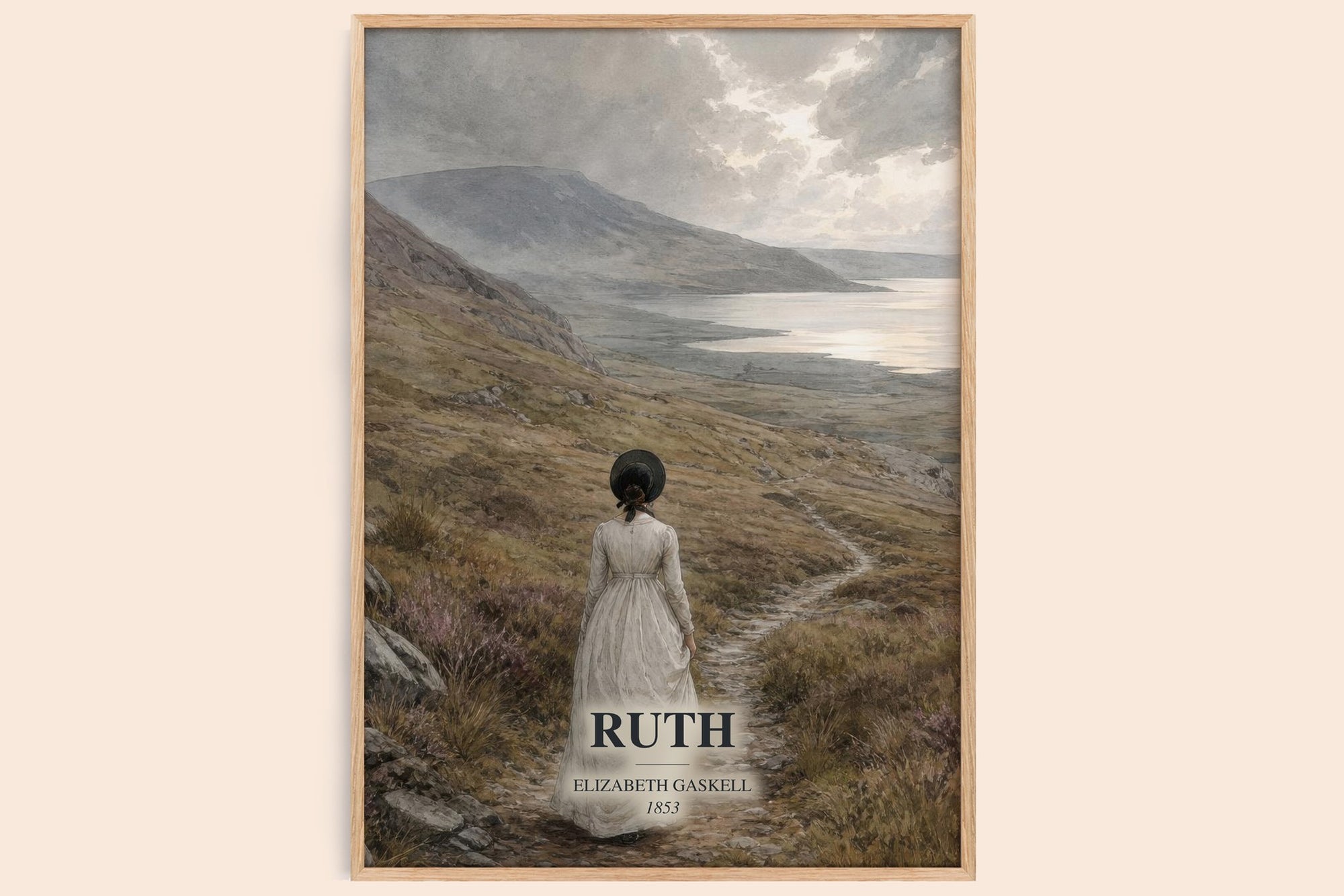 Ruth watercolour book poster by Elizabeth Gaskell – framed literary art print