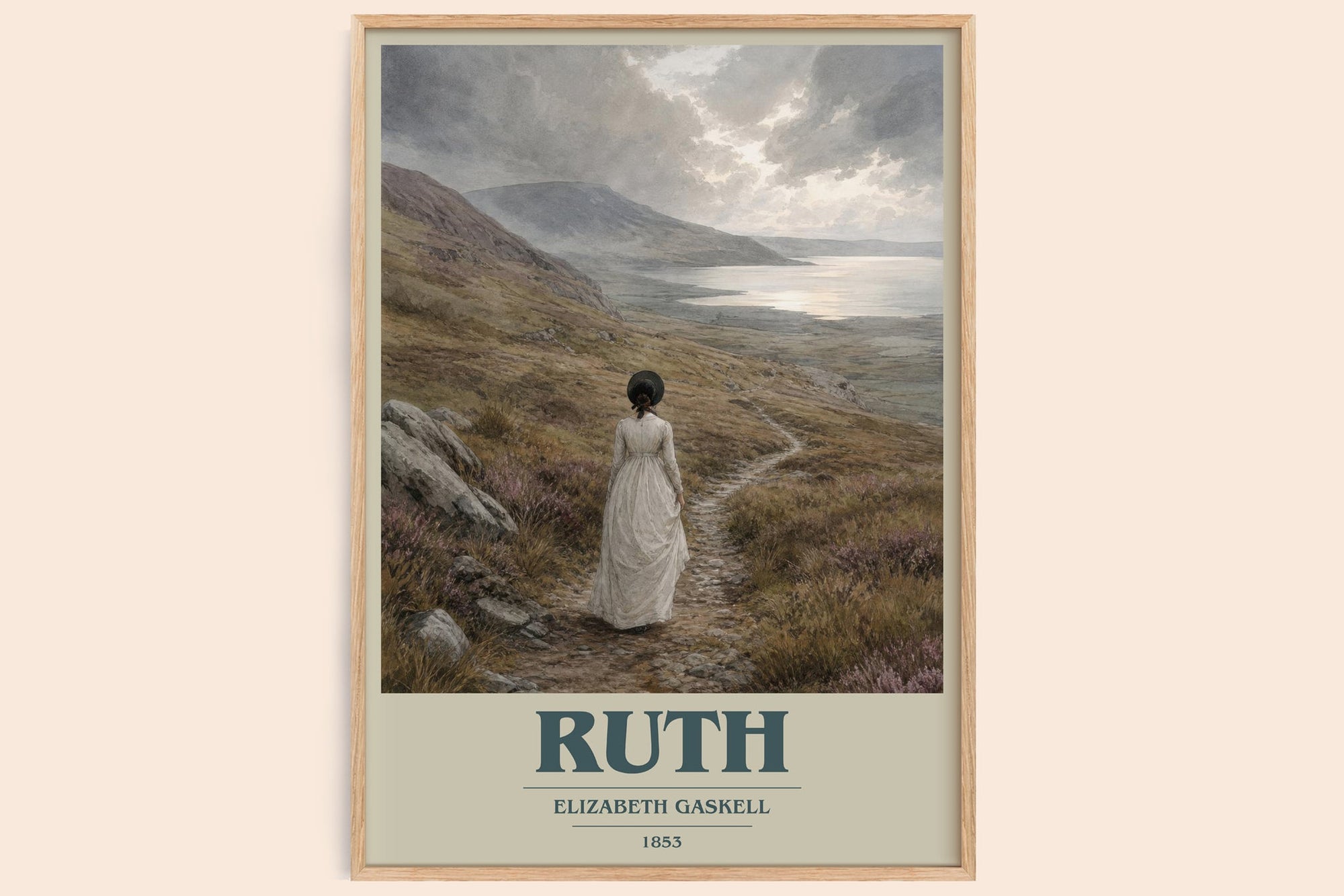 Ruth book cover book poster by Elizabeth Gaskell – framed literary art print