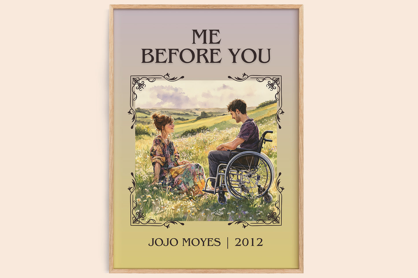Me Before You classic book art book poster by Jojo Moyes – framed literary art print