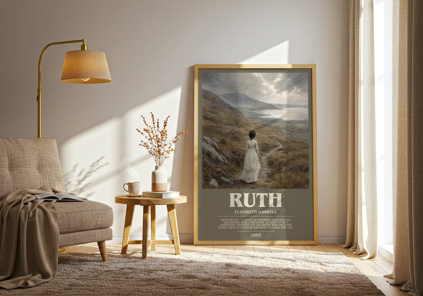 Ruth bookish print on bookshelf – Elizabeth Gaskell fan gift