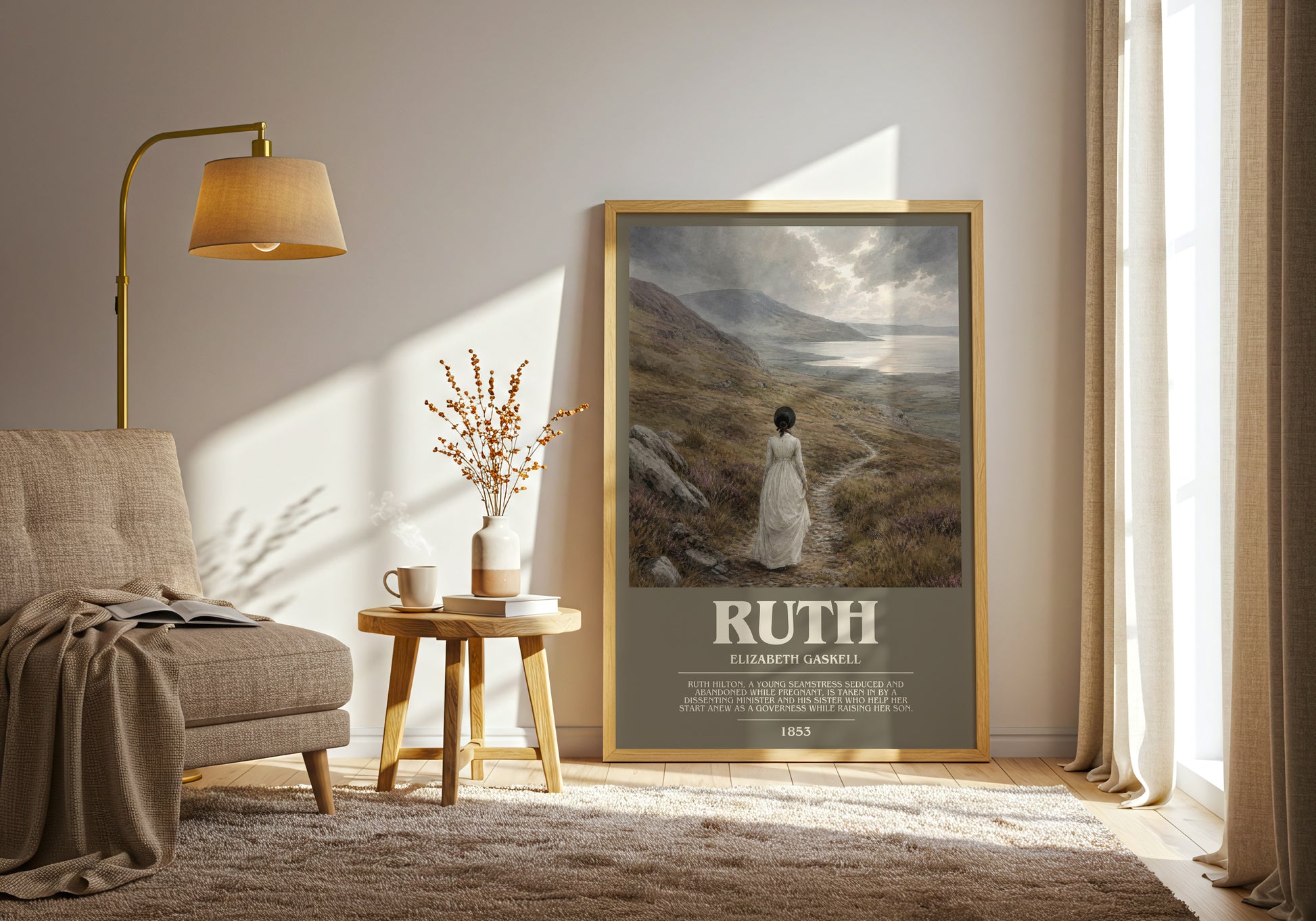 Ruth bookish print on bookshelf – Elizabeth Gaskell fan gift