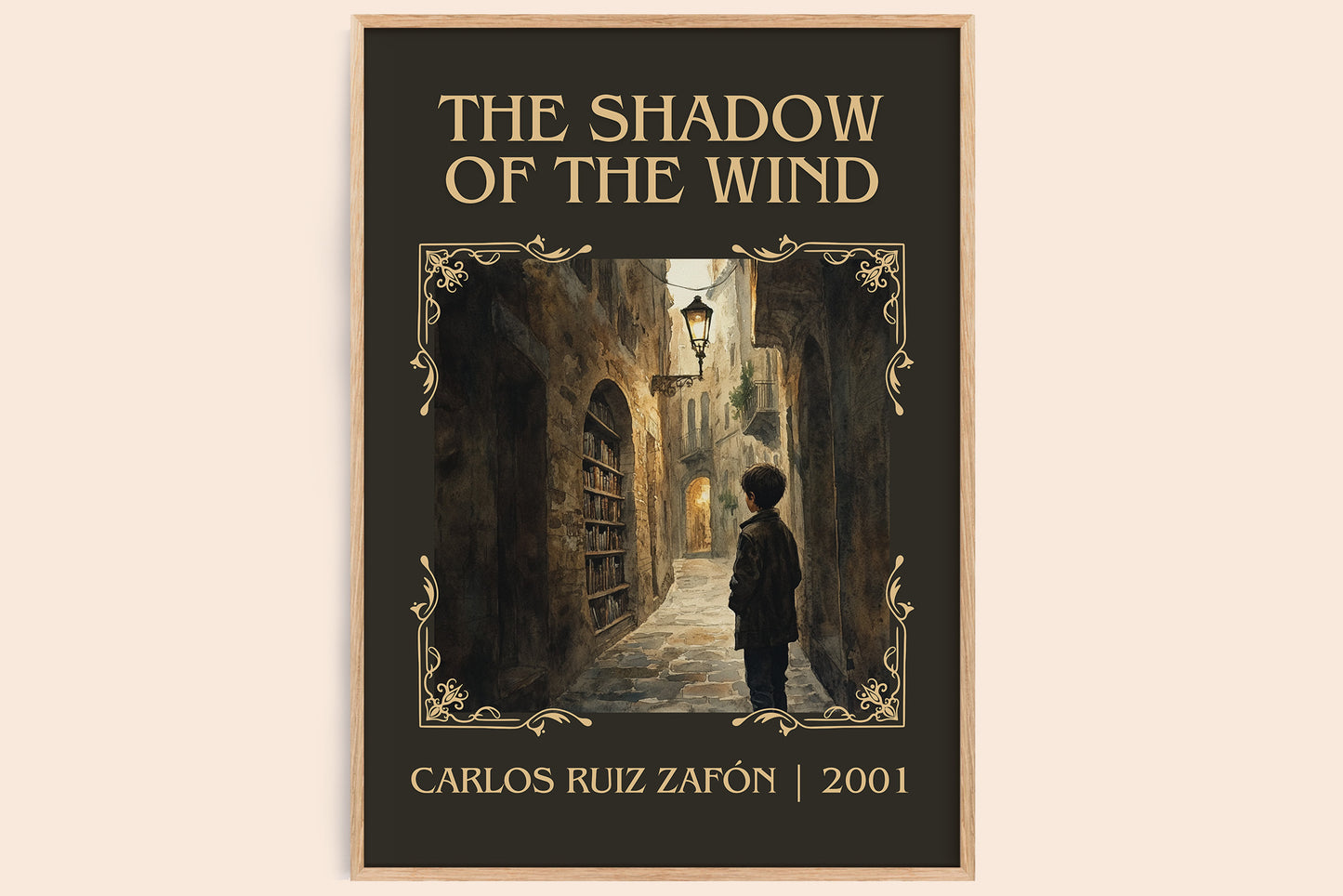 The Shadow Of The Wind classic book art book poster by Carlos Ruiz Zafón – framed literary art print