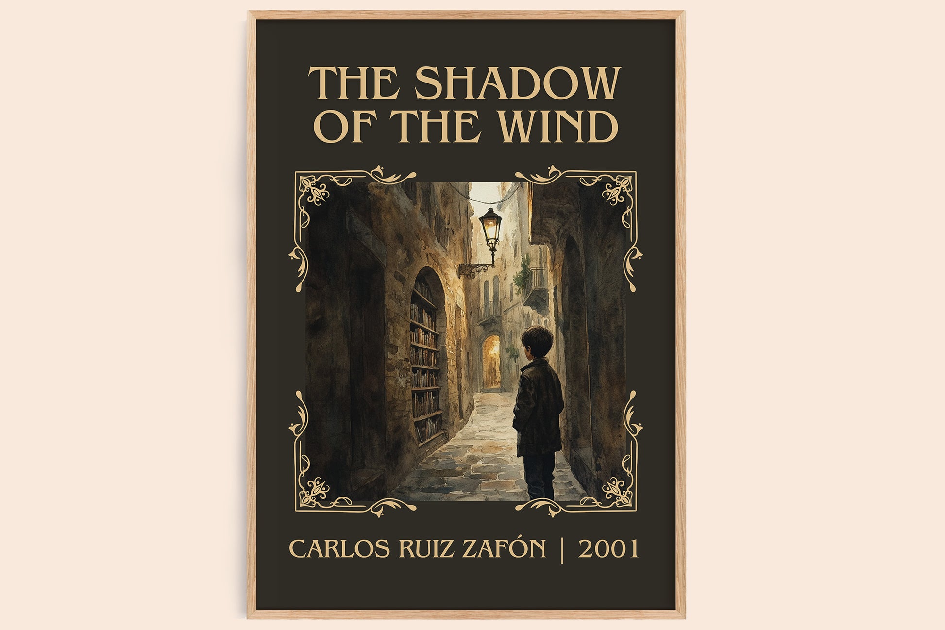 The Shadow Of The Wind classic book art book poster by Carlos Ruiz Zafón – framed literary art print