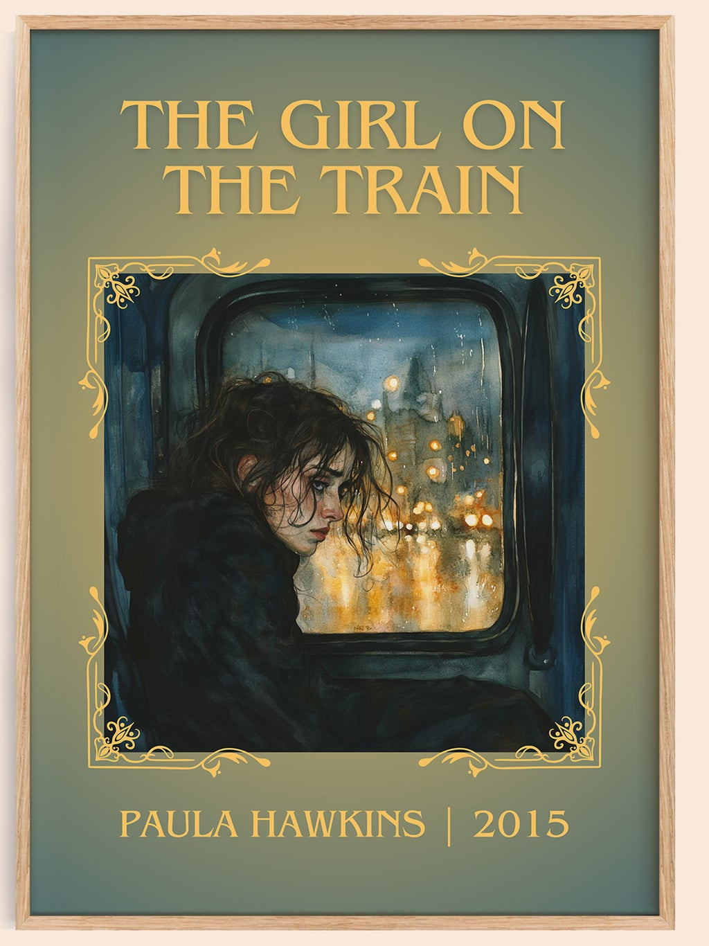 The Girl on the Train classic book art book poster by Paula Hawkins – framed literary art print