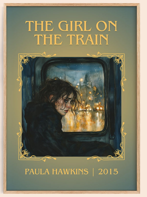 The Girl on the Train classic book art book poster by Paula Hawkins – framed literary art print