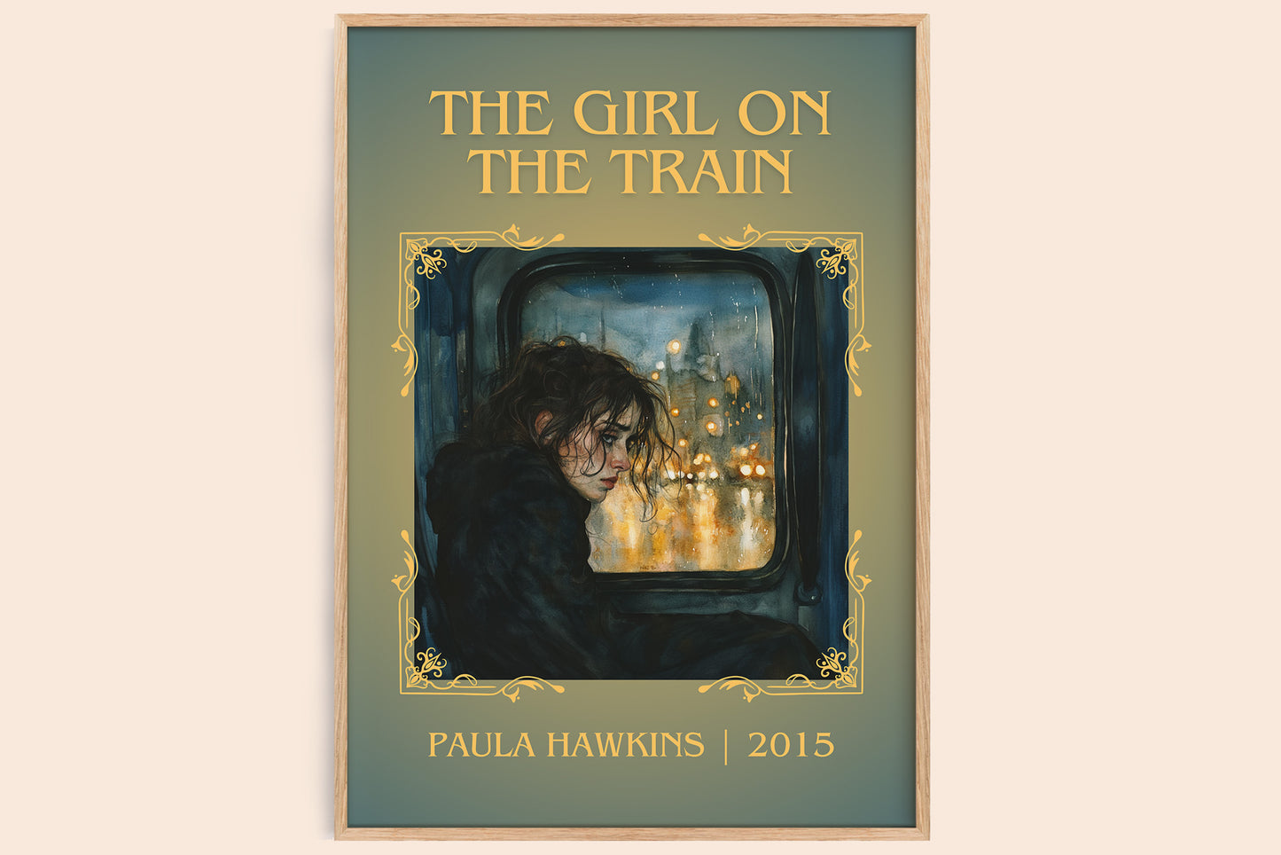 The Girl on the Train classic book art book poster by Paula Hawkins – framed literary art print