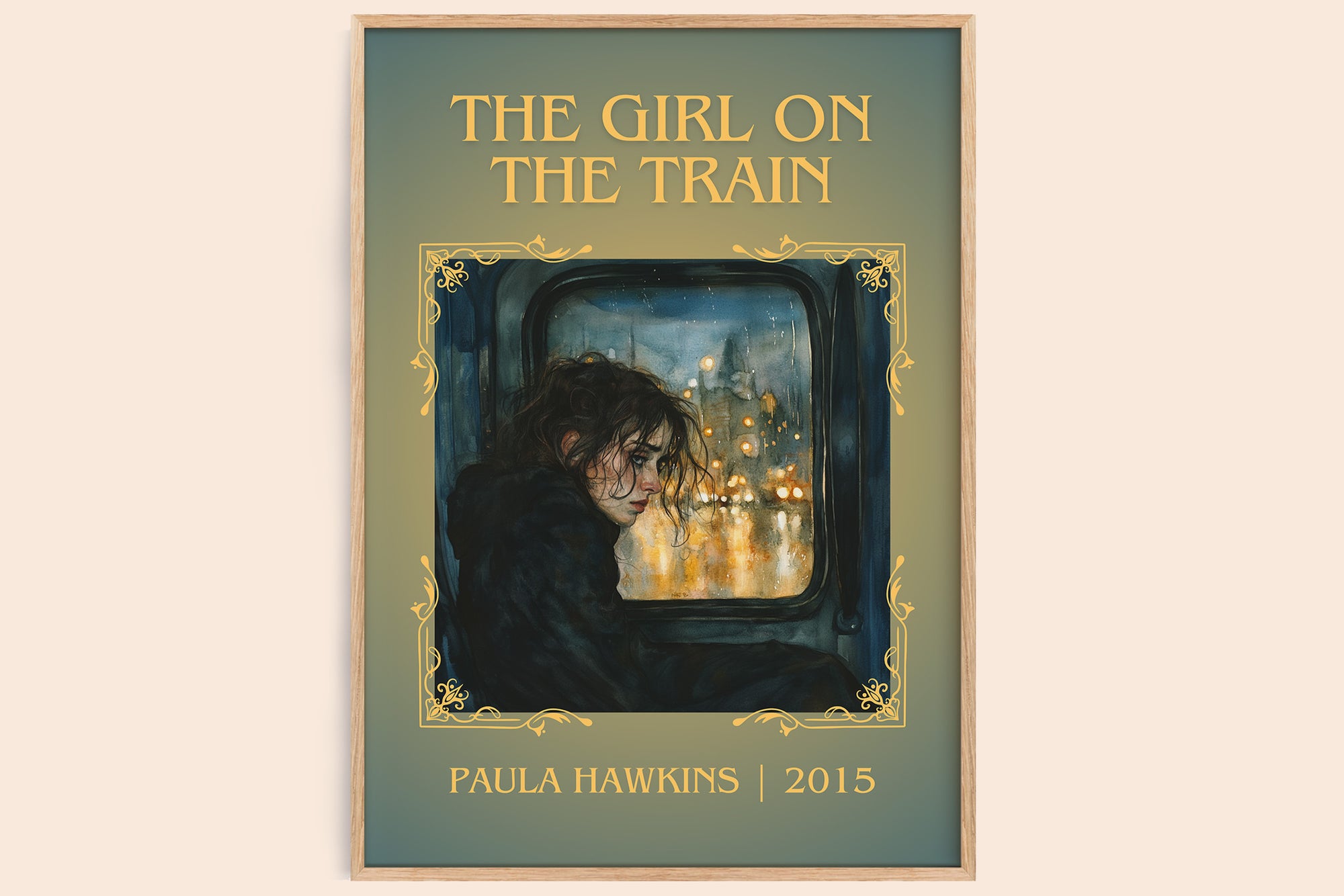 The Girl on the Train classic book art book poster by Paula Hawkins – framed literary art print