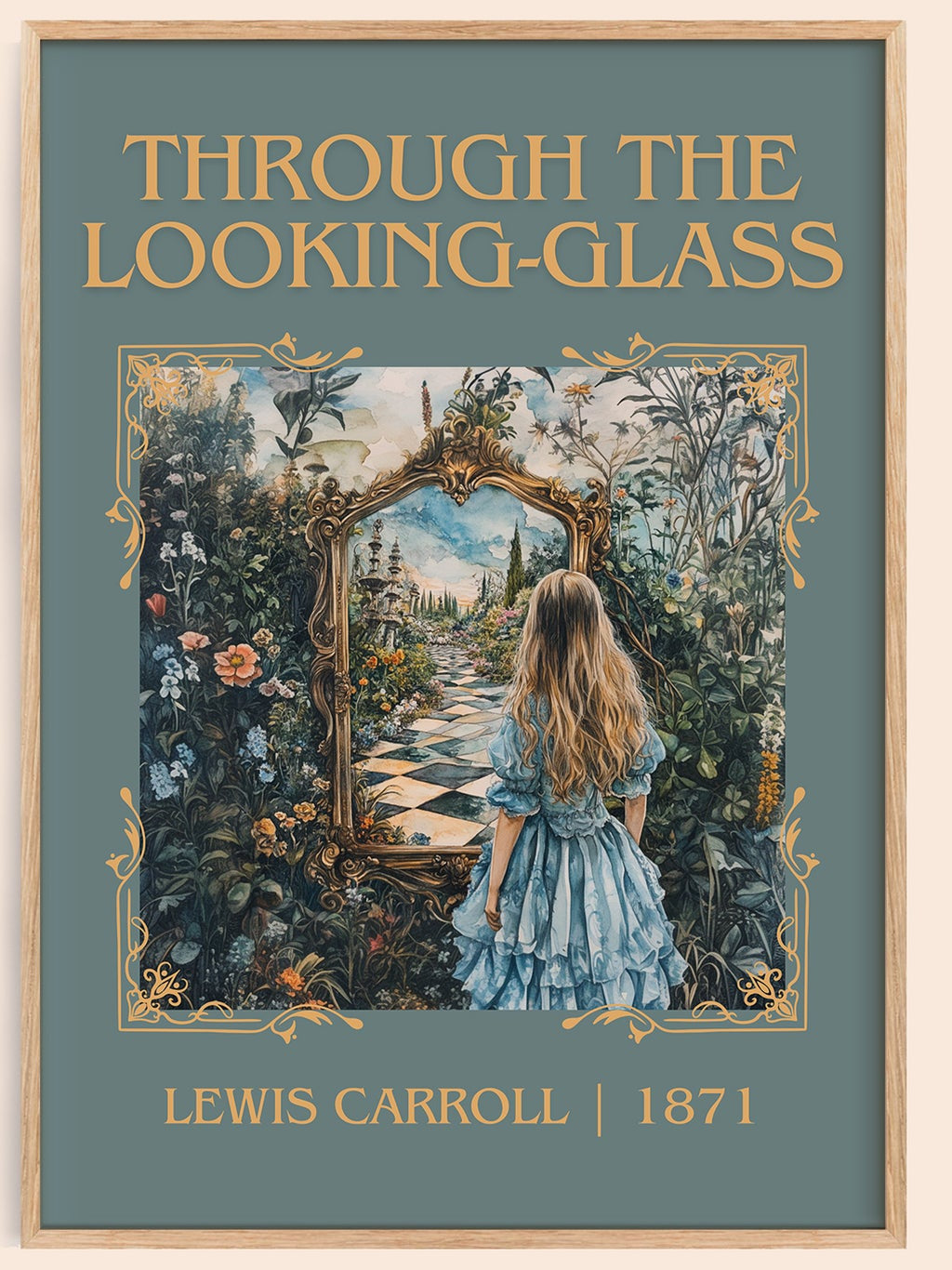Through The Looking-Glass classic book art book poster by Lewis Carroll – framed literary art print