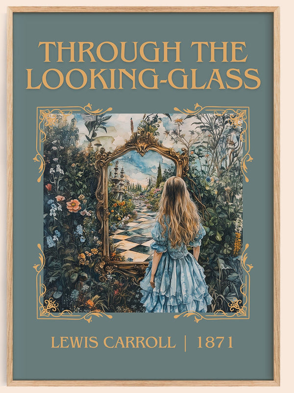 Through The Looking-Glass classic book art book poster by Lewis Carroll – framed literary art print