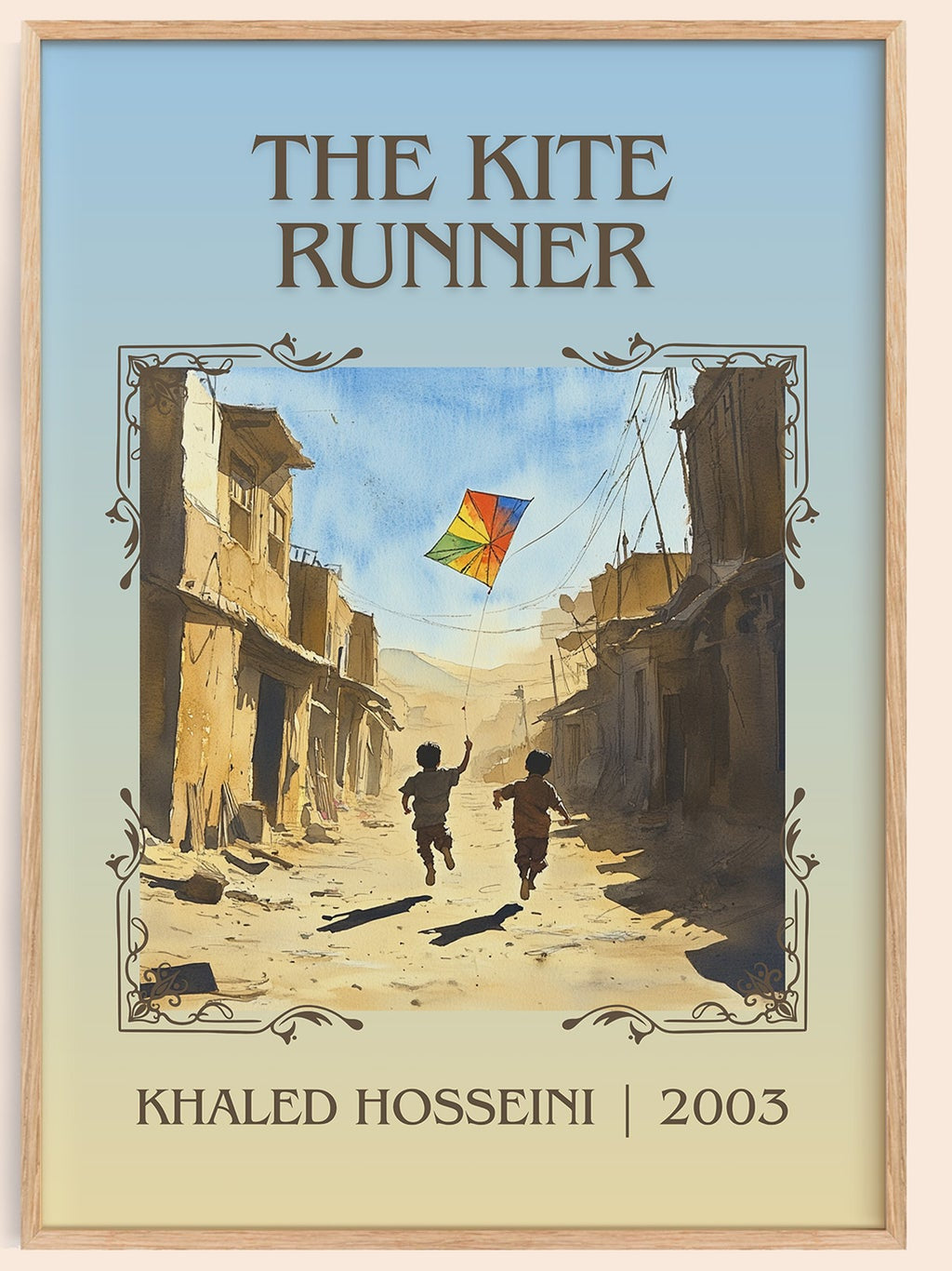 The Kite Runner classic book art book poster by Khaled Hosseini – framed literary art print