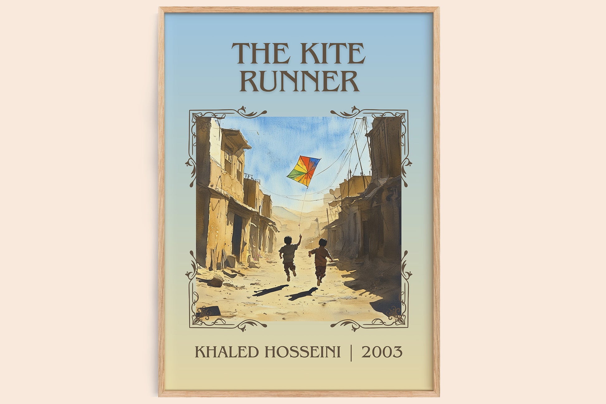 The Kite Runner classic book art book poster by Khaled Hosseini – framed literary art print