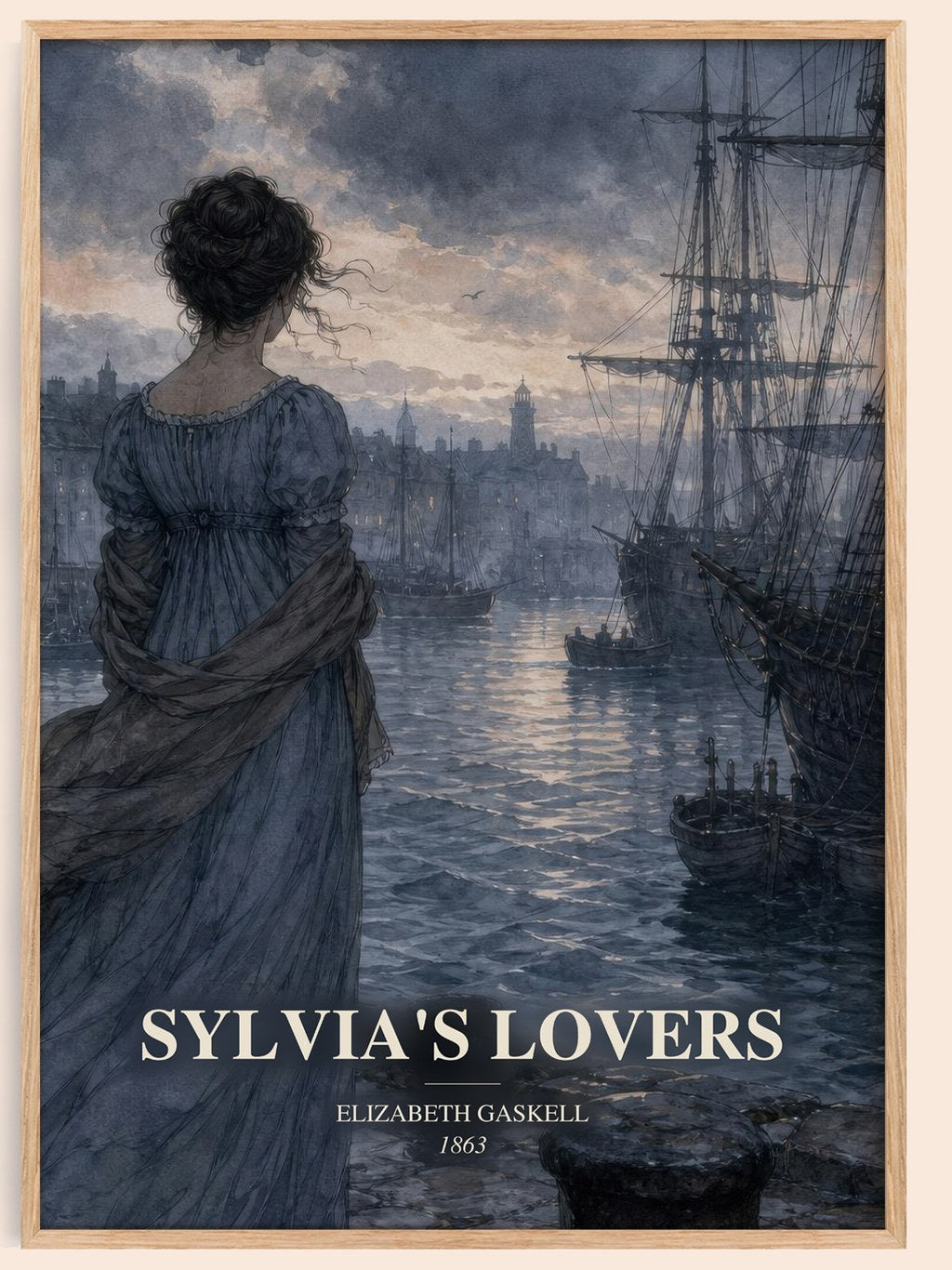 Sylvia'S Lovers watercolour book poster by Elizabeth Gaskell – framed literary art print