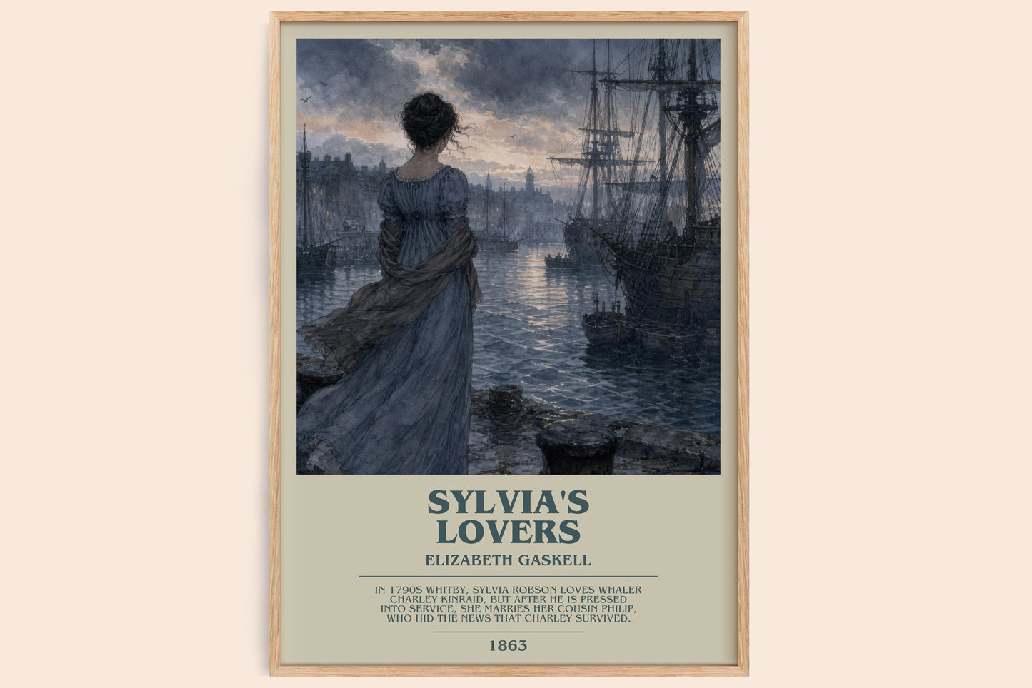 Sylvia'S Lovers bookish book poster by Elizabeth Gaskell – framed literary art print