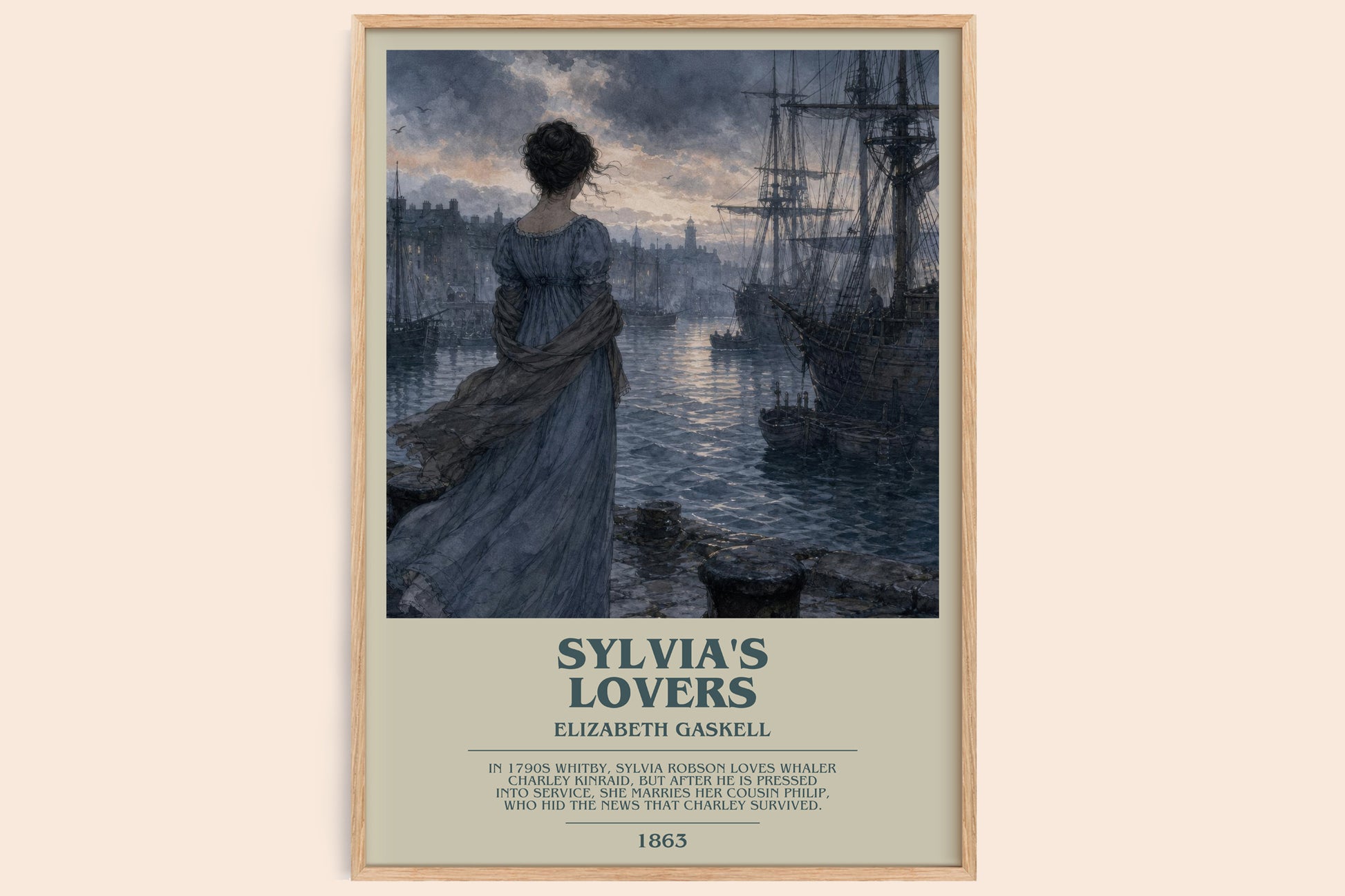 Sylvia'S Lovers bookish book poster by Elizabeth Gaskell – framed literary art print
