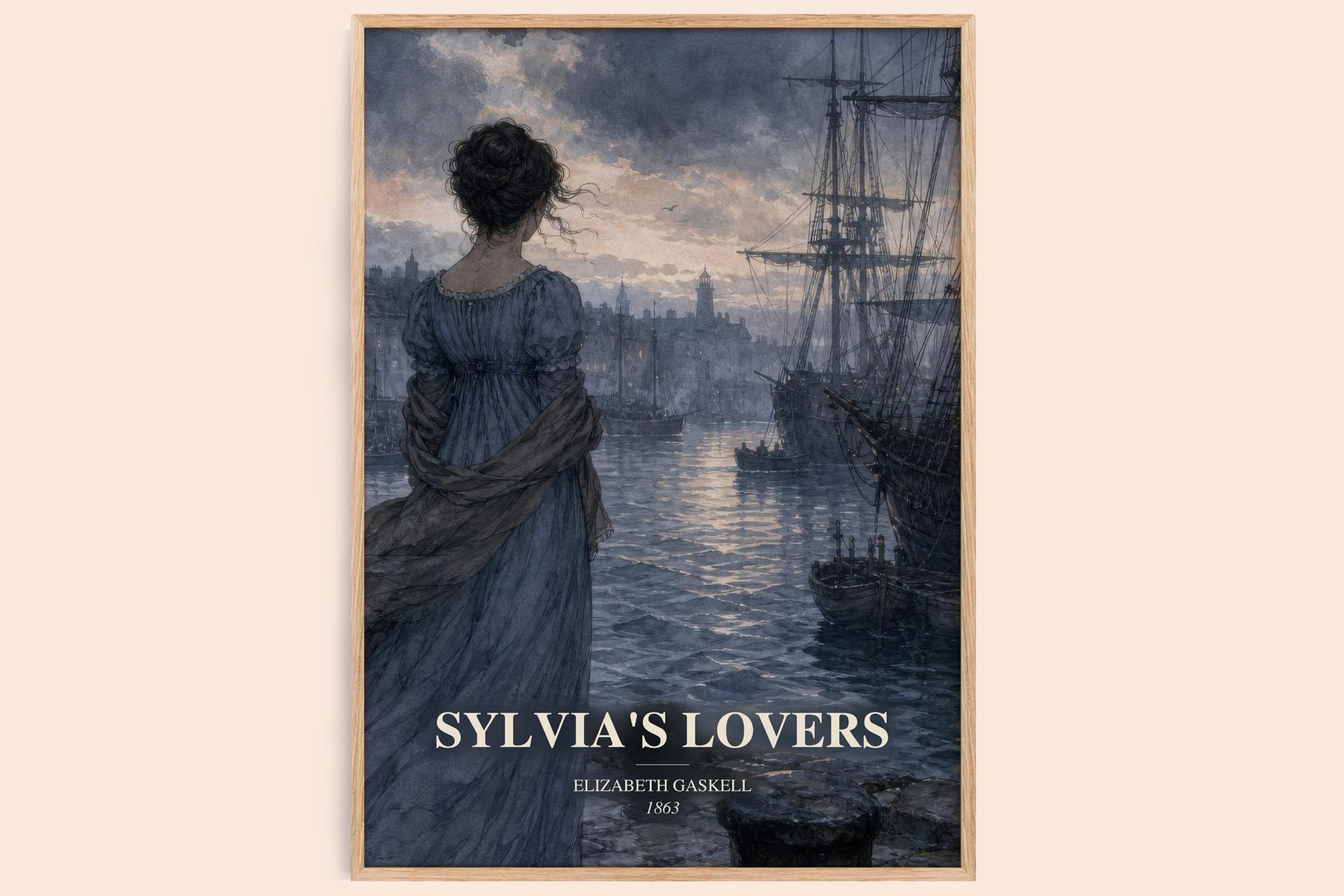 Sylvia'S Lovers watercolour book poster by Elizabeth Gaskell – framed literary art print
