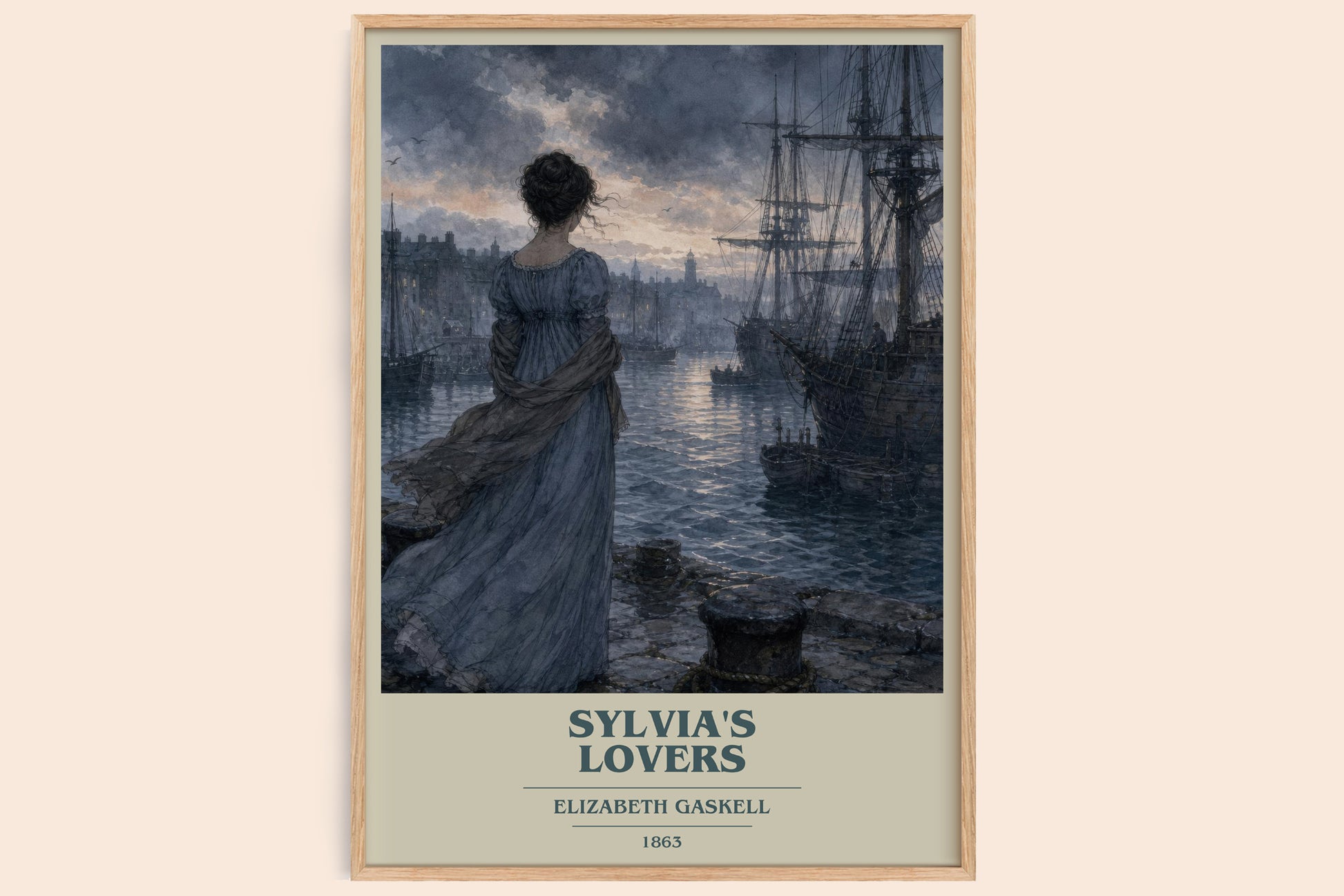 Sylvia'S Lovers book cover book poster by Elizabeth Gaskell – framed literary art print