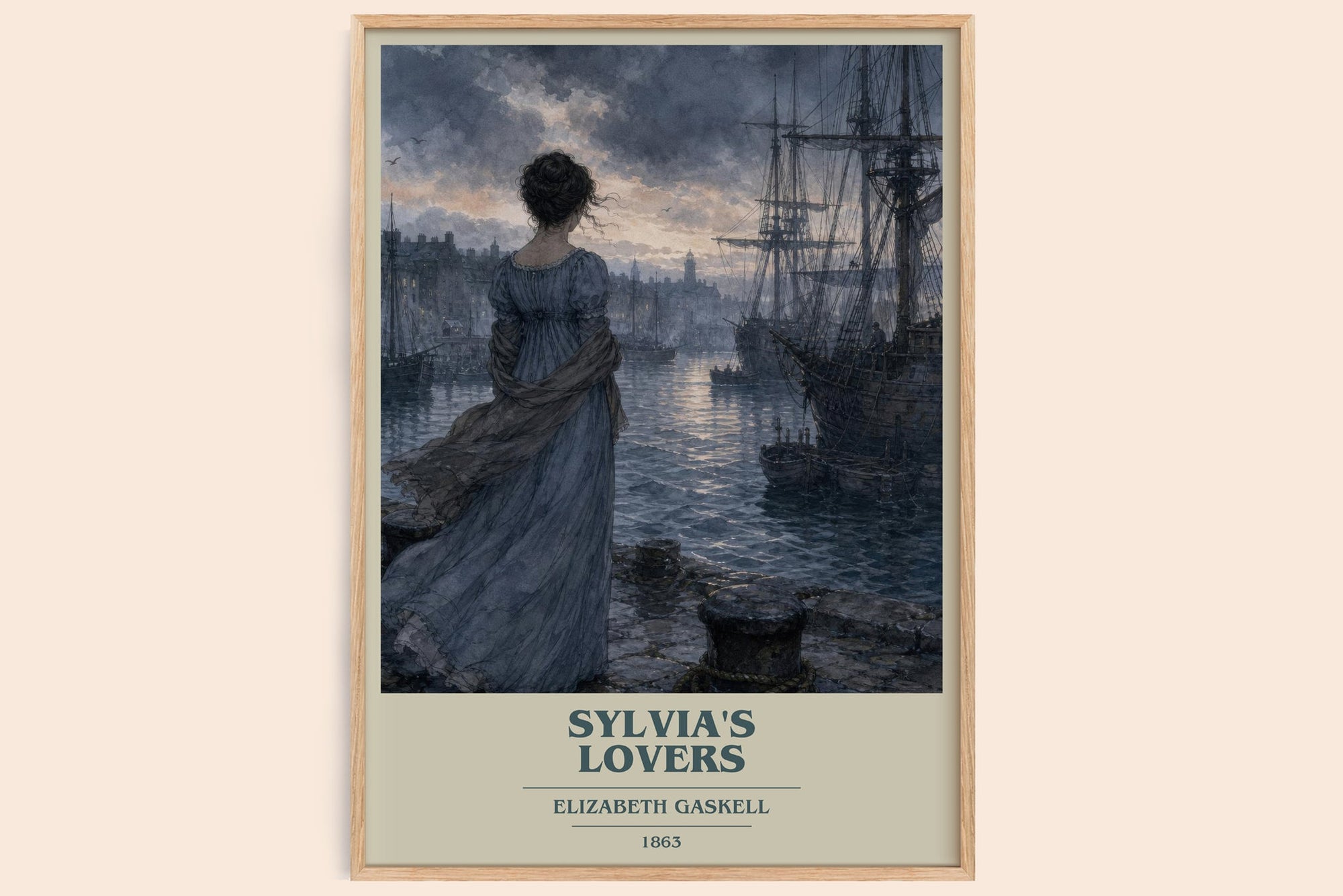 Sylvia'S Lovers book cover book poster by Elizabeth Gaskell – framed literary art print