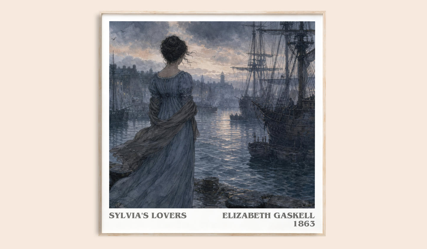 Sylvia'S Lovers literary book poster by Elizabeth Gaskell – framed literary art print