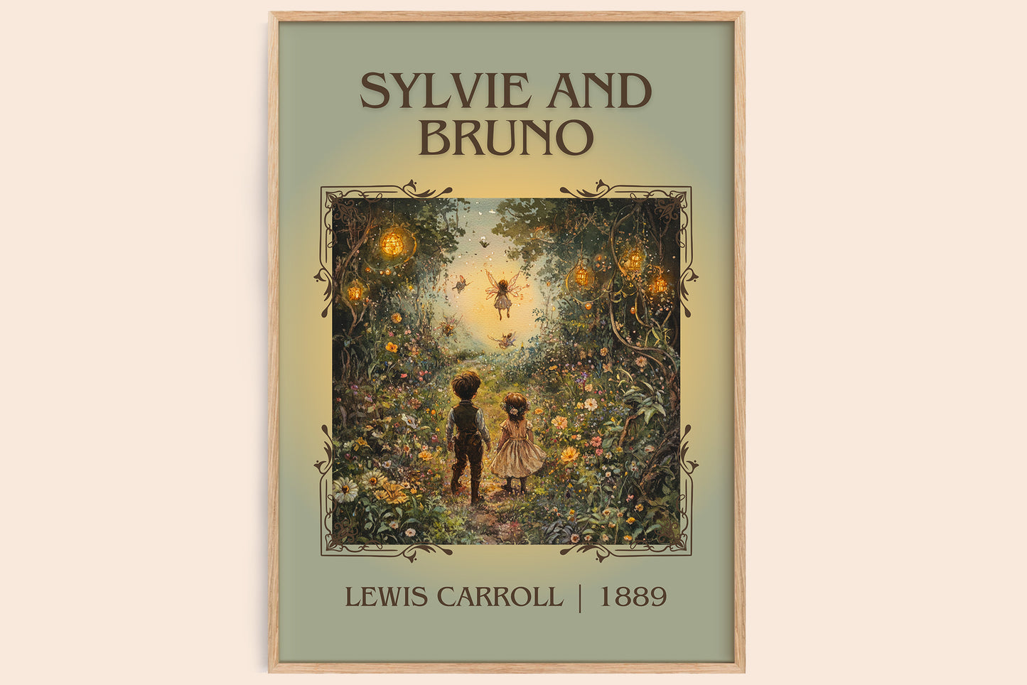 Sylvie and Bruno classic book art book poster by Lewis Carroll – framed literary art print