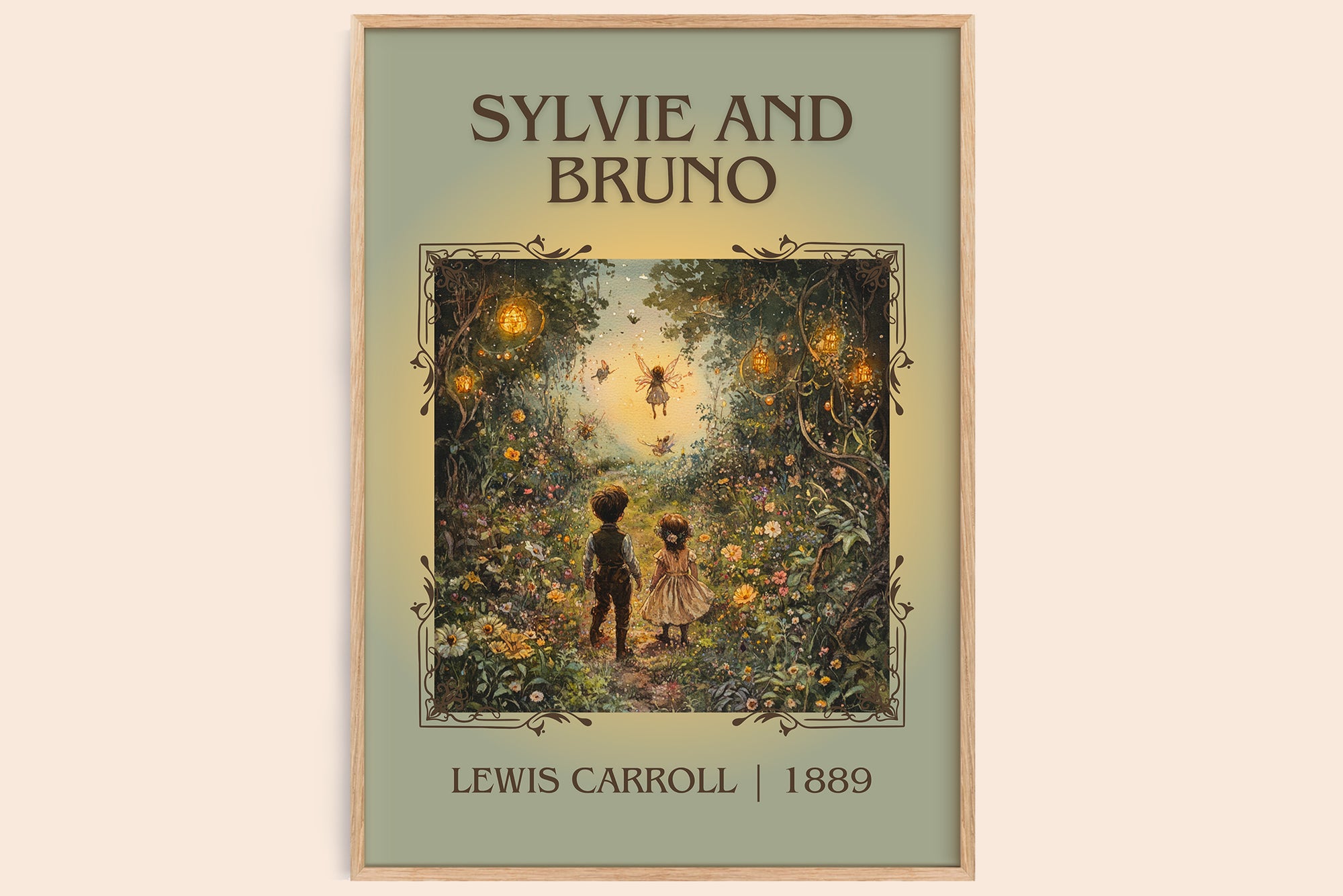 Sylvie and Bruno classic book art book poster by Lewis Carroll – framed literary art print