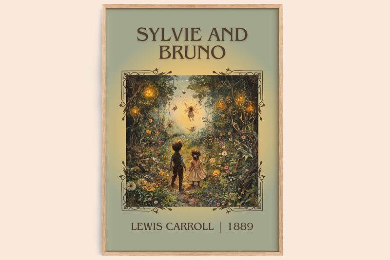 Sylvie and Bruno classic book art book poster by Lewis Carroll – framed literary art print