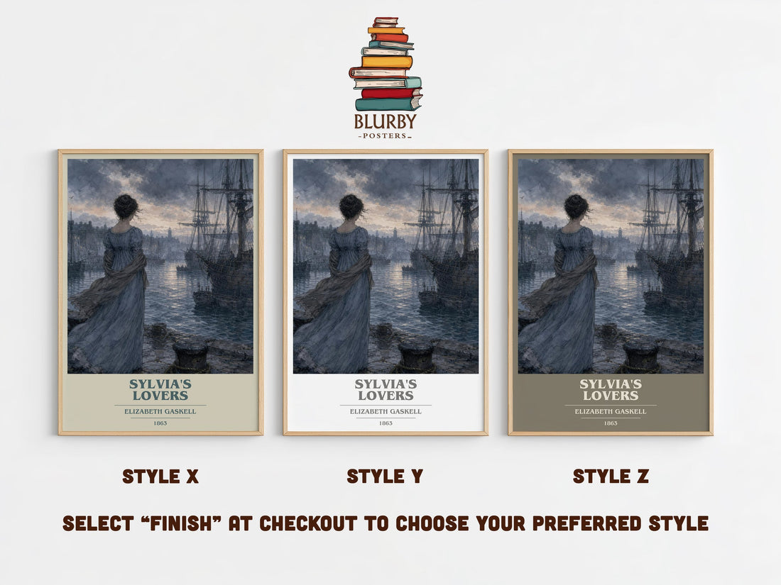 Sylvia'S Lovers book cover print in frame leaning in hallway – historical fiction wall art (mockup)