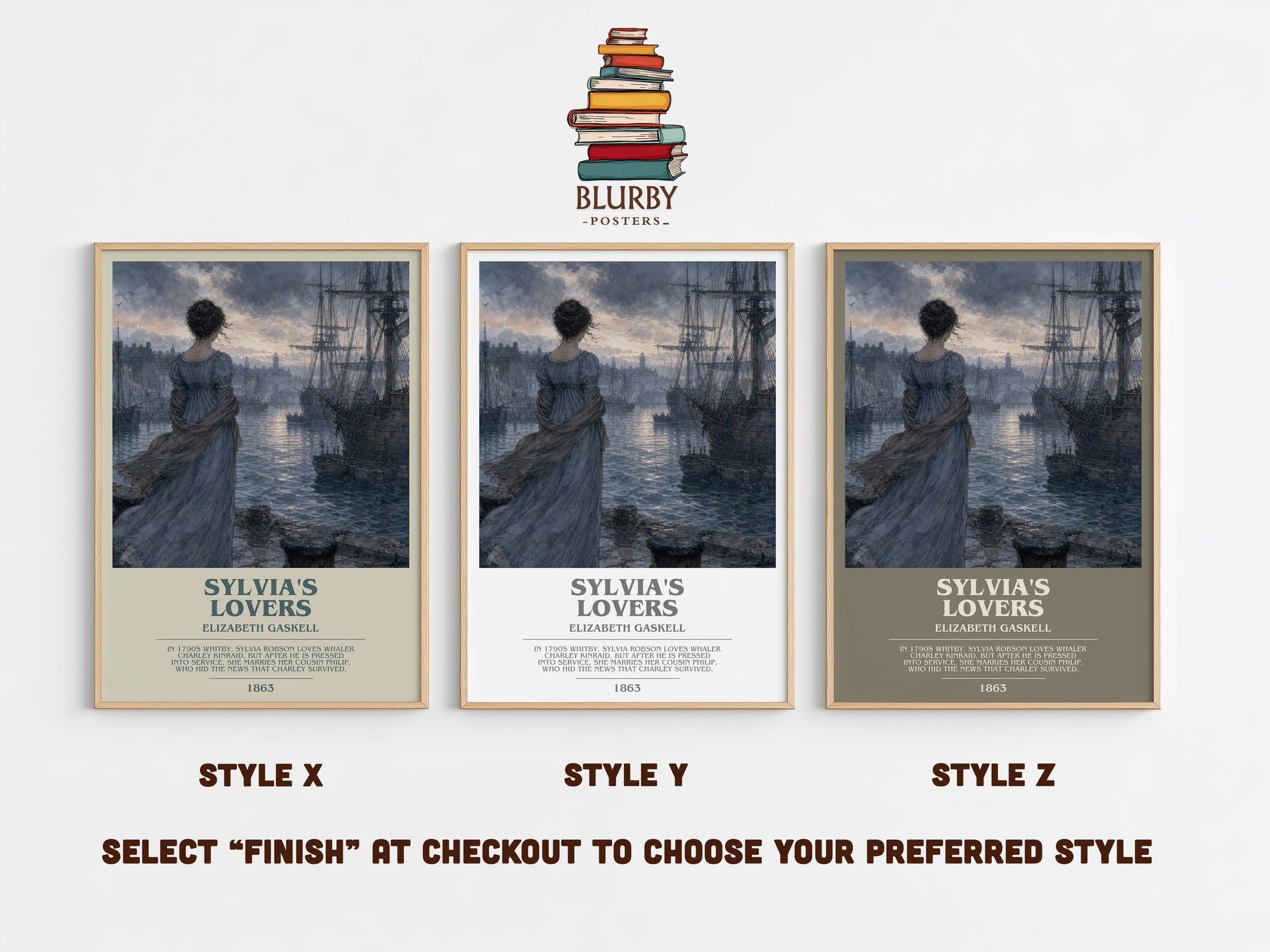 Sylvia'S Lovers bookish print in frame leaning in hallway – historical fiction wall art