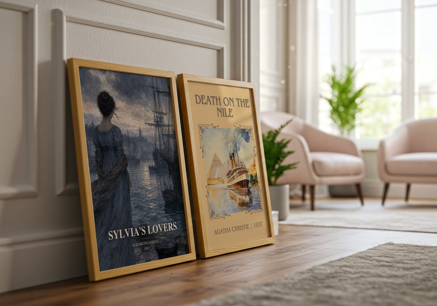 Sylvia'S Lovers watercolour print framed by window – literary home decor