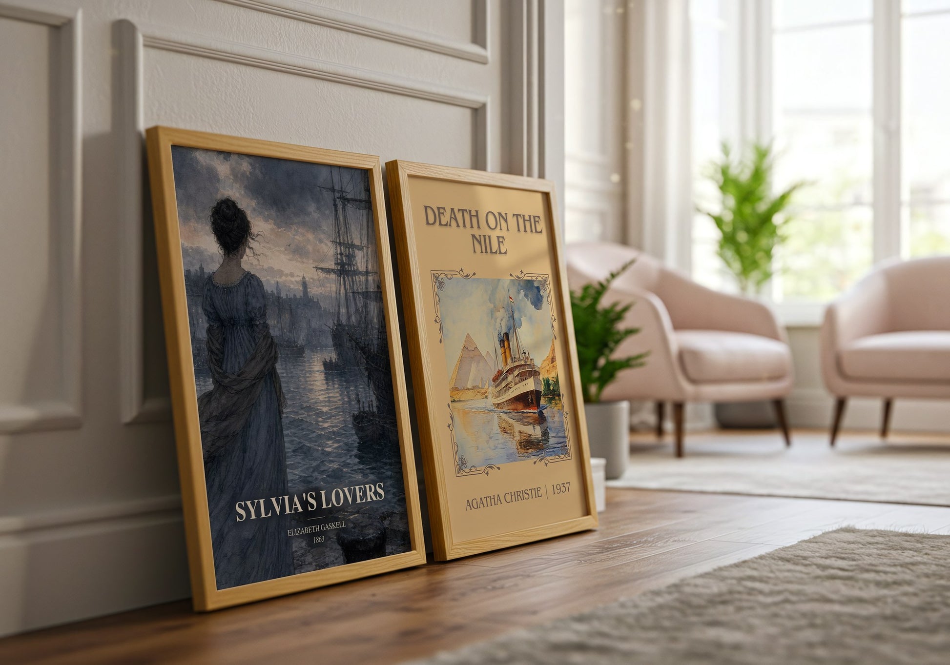 Sylvia'S Lovers watercolour print framed by window – literary home decor