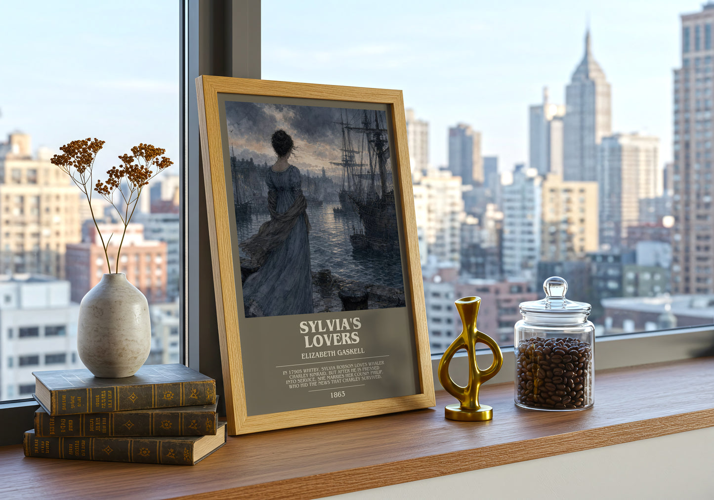 Sylvia'S Lovers bookish print framed by window – literary home decor
