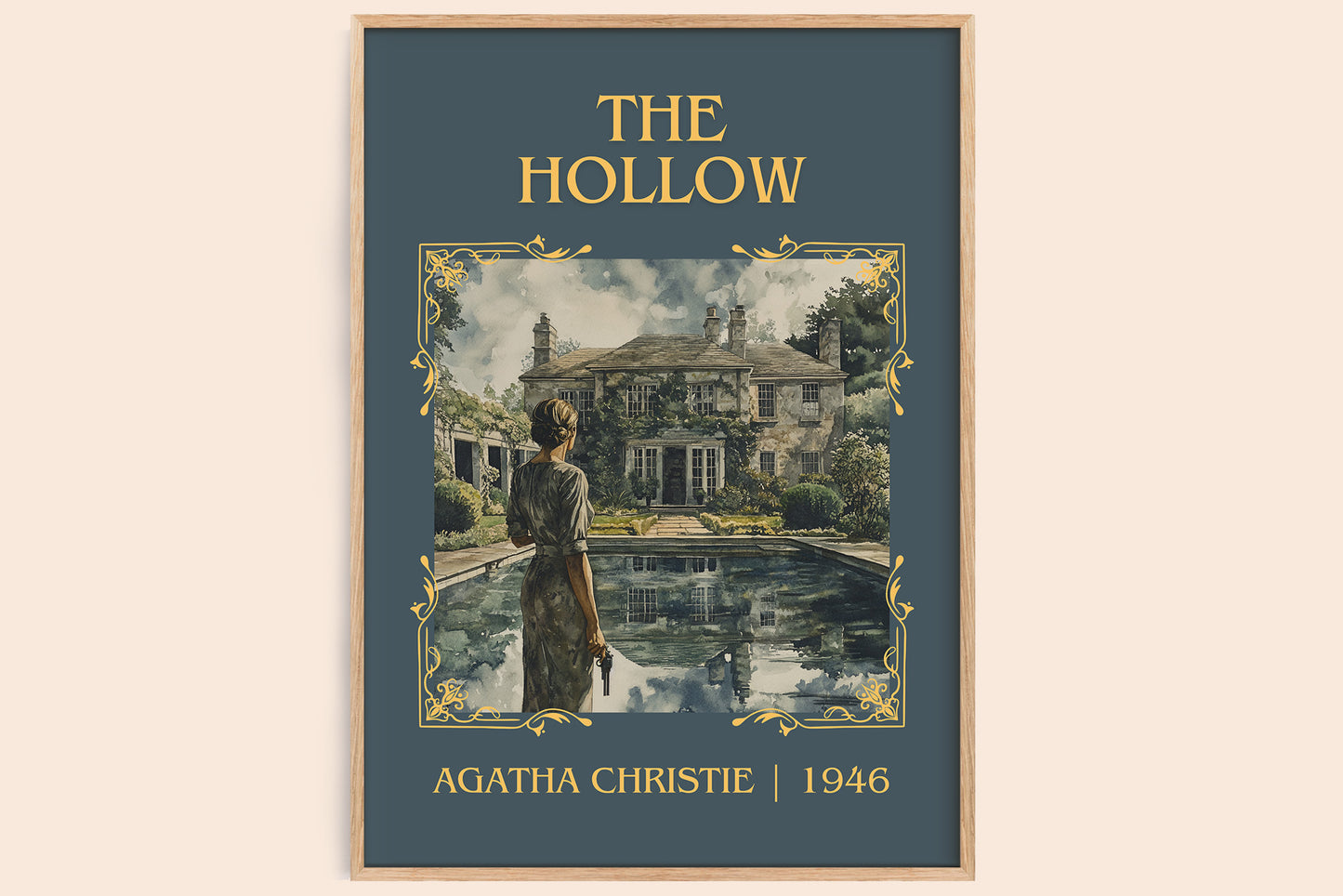 The Hollow classic book art book poster by Agatha Christie – framed literary art print