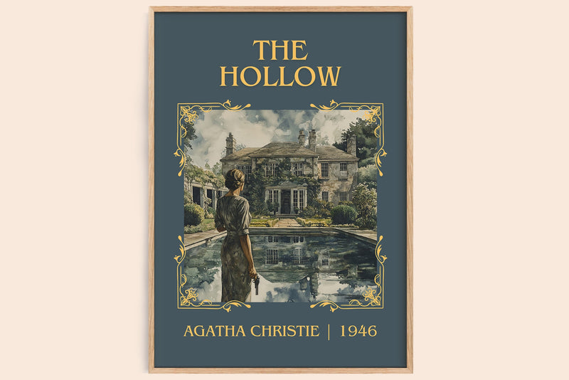 The Hollow classic book art book poster by Agatha Christie – framed literary art print