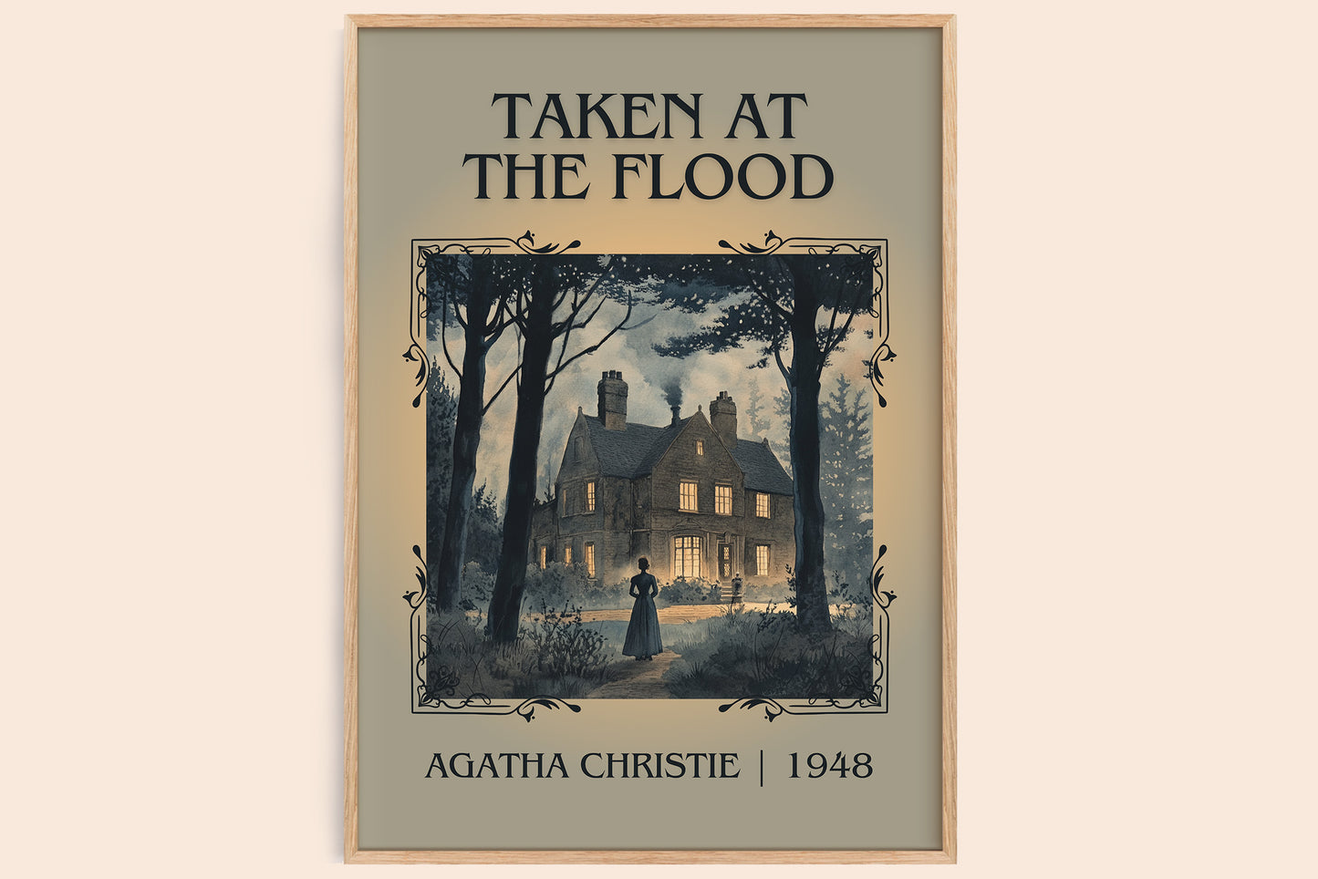 Taken at the Flood classic book art book poster by Agatha Christie – framed literary art print